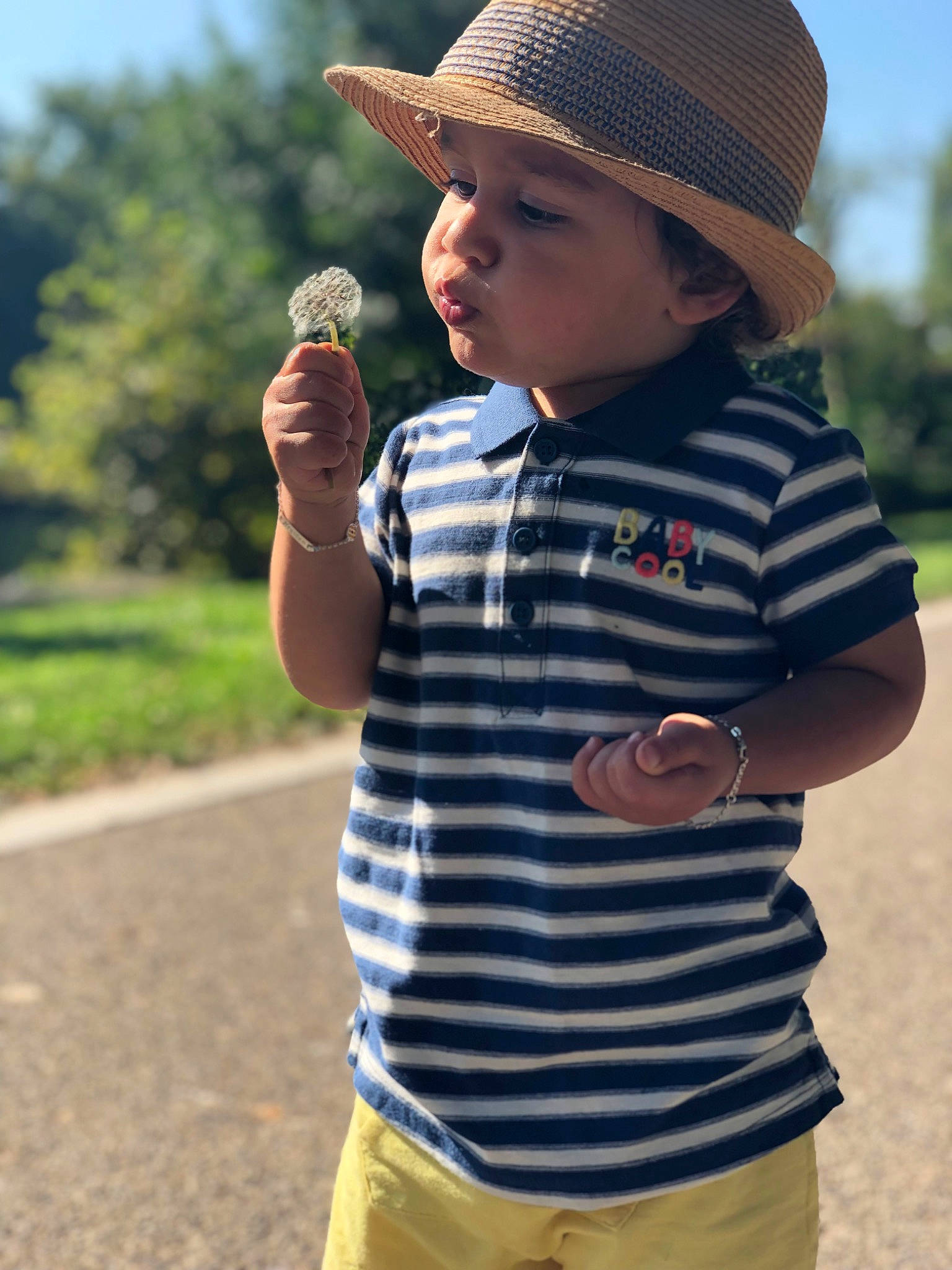 Meyssan a rejoint le concours — aidez-le/la à gagner de superbes lots ! cap, cool, eye, face, facial_expression, fedora, finger, gesture, grass, hand, happy, hat, headwear, lip, person, photograph, plant, sleeve, sun_hat, toddler