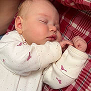 Grace joined the competition — help win amazing prizes! baby, sleeping, infant, plaid_blanket, white_outfit, bird_prints, cozy, peaceful, child, blanket, soft, cute, resting, portrait, closeup, indoors, warm_colors, comfort, relaxation, peace