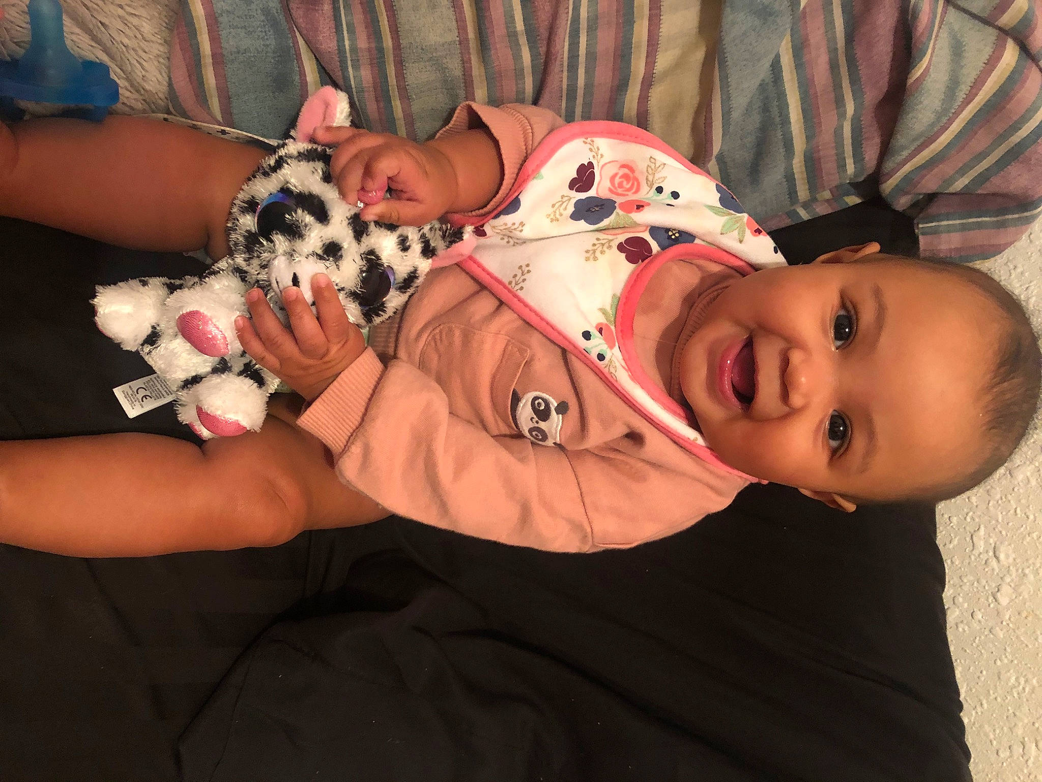 Esme joined the competition — help win amazing prizes! baby, baby_products, baby_toddler_clothing, child, comfort, companion_dog, fun, happy, hat, lap, mammal, person, sitting, sleeve, smile, toddler