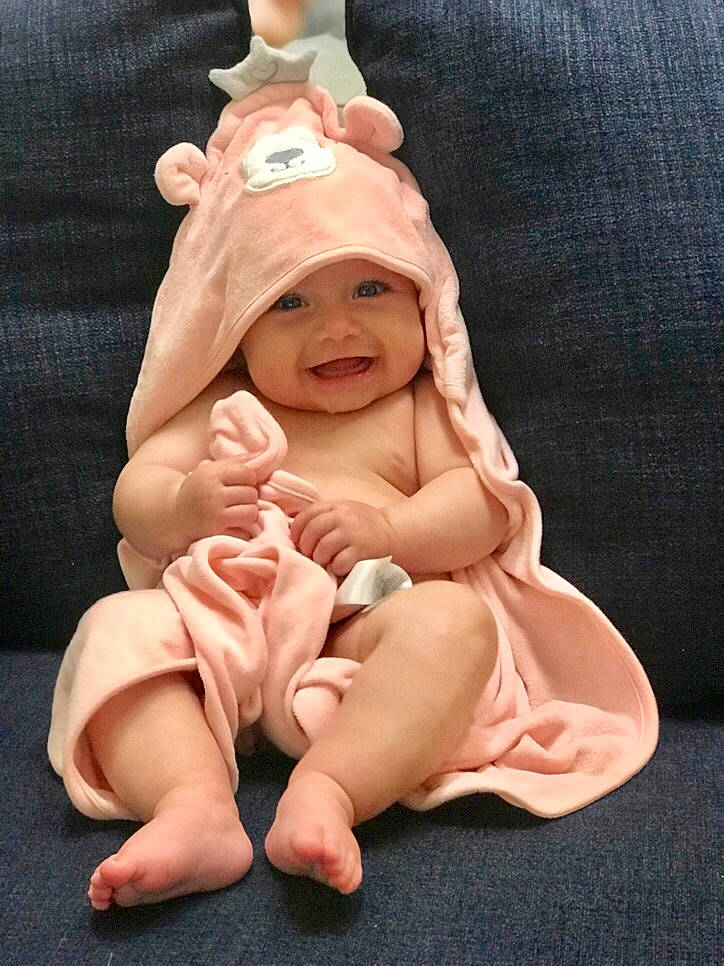 Matilda joined the competition — help win amazing prizes! baby, child, figurine, headwear, joy, person, pink, sculpture, sitting, statue, toddler, toy