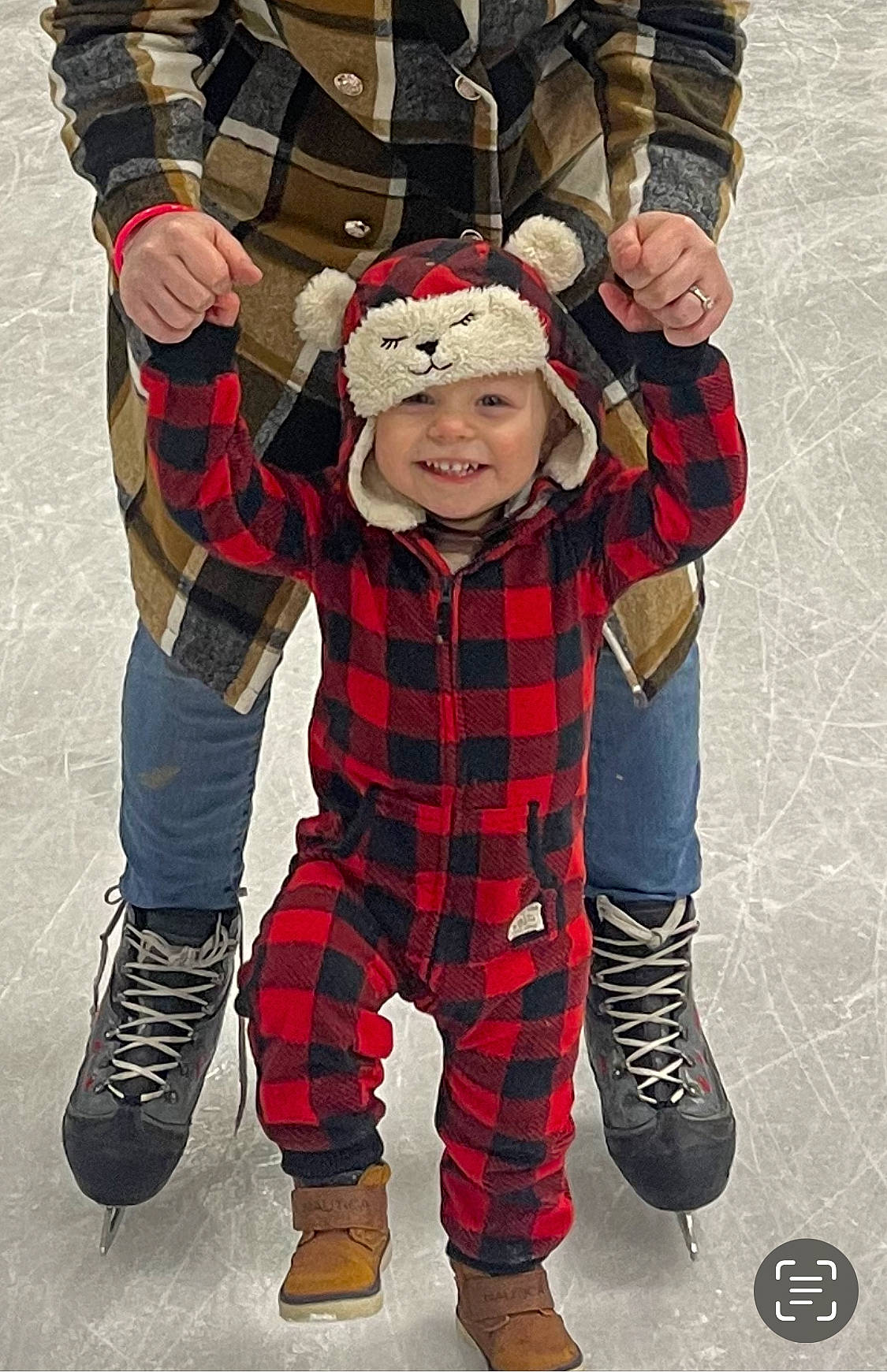 Asher joined the competition — help win amazing prizes! baby, baby_toddler_clothing, fictional_character, footwear, fun, gesture, happy, headwear, human_body, joy, leg, outerwear, pattern, person, personal_protective_equipment, plaid, plant, shoe, sleeve, smile