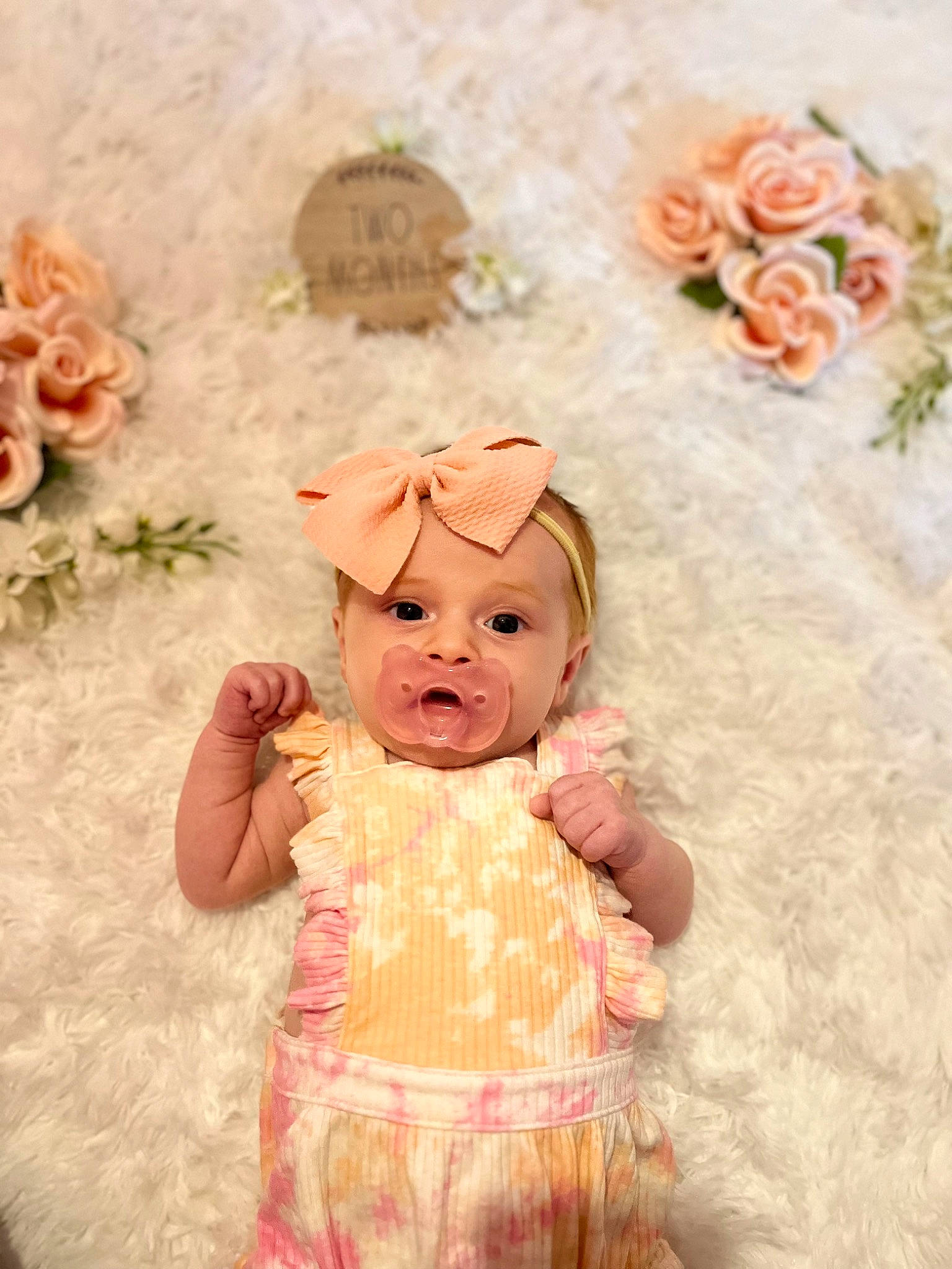 Haisley joined the competition — help win amazing prizes! art, baby, baby_toddler_clothing, cheek, child, cut_flowers, dress, flower, happy, headwear, peach, person, petal, pink, plant, product, rose, rose_order, skin, smile