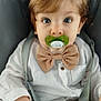 Charly a rejoint le concours — aidez-le/la à gagner de superbes lots ! toddler, child, pacifier, bow_tie, high_chair, straps, blue_eyes, blond_hair, white_shirt, indoor, baby, hand, face, portrait, seat, curious, cute, infant, young_child, looking