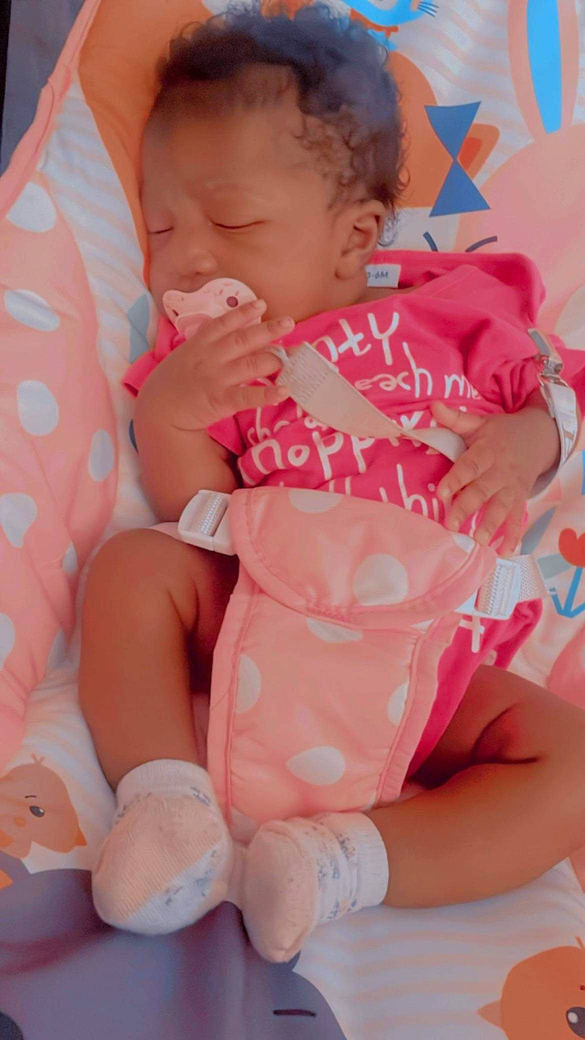 Elia joined the competition — help win amazing prizes! abdomen, baby, baby_sleeping, baby_toddler_clothing, child, comfort, elbow, finger, happy, human_leg, knee, mouth, nail, person, pink, skin, sleeve, t_shirt, thigh, toddler