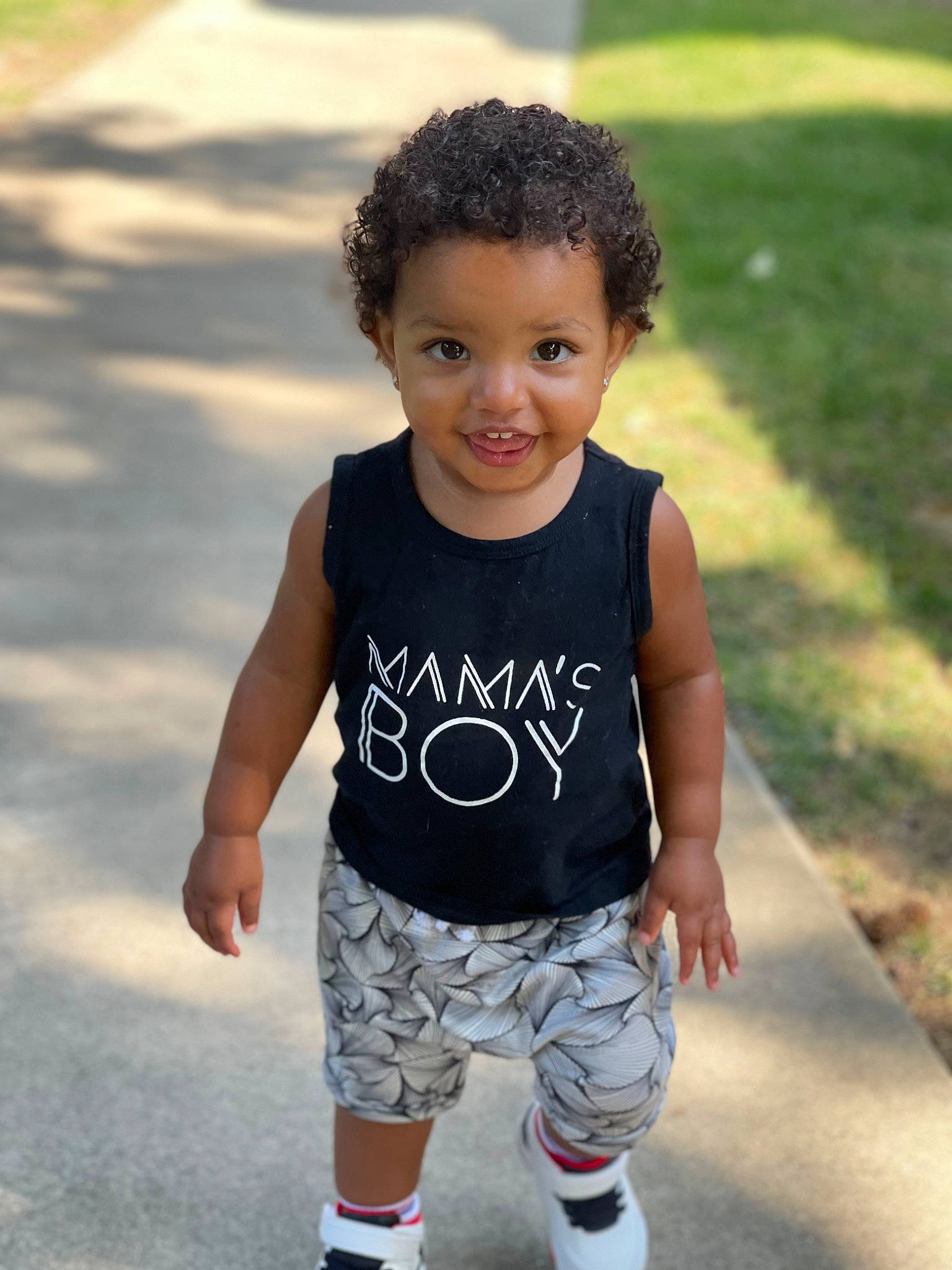 Azari joined the competition — help win amazing prizes! arm, baby_toddler_clothing, cool, eye, face, flash_photography, fun, grass, happy, head, joint, neck, person, shorts, skin, sleeve, smile, standing, summer, t_shirt