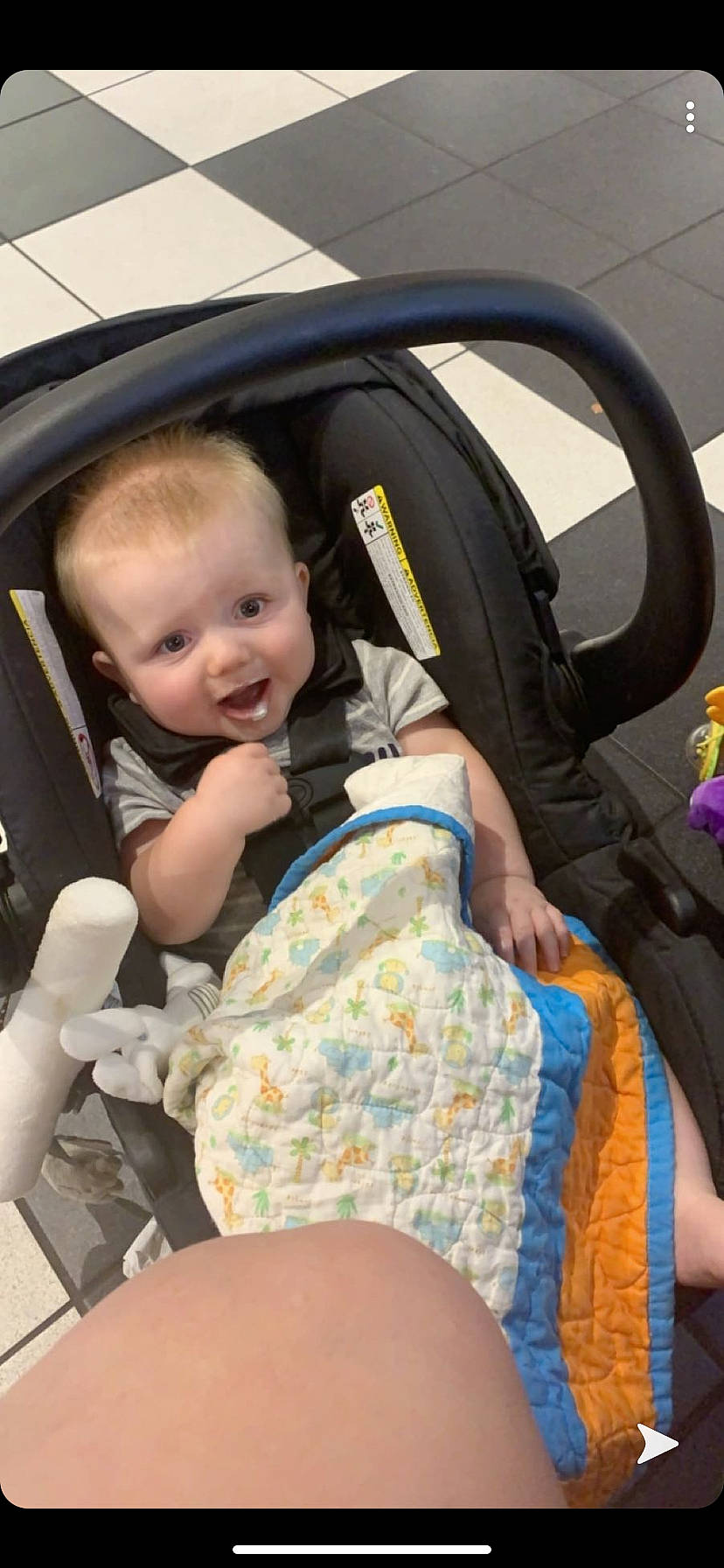 Kacen is registered to the contest to win money with this photo: auto_part, baby, baby_carriage, baby_in_car_seat, baby_products, car, car_seat, car_seat_cover, child, person, product, toddler, vehicle