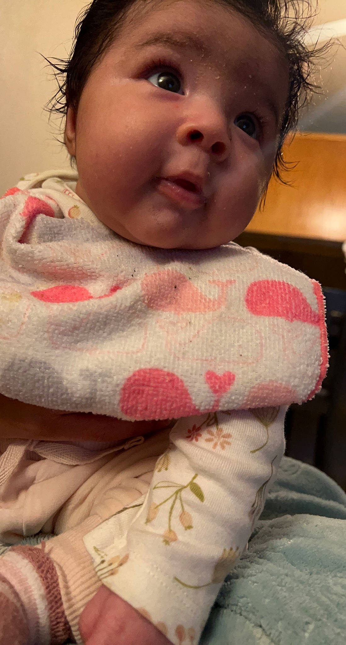 Amayah joined the competition — help win amazing prizes! baby, baby_toddler_clothing, cheek, chest, child, chin, comfort, eyelash, happy, jaw, linens, lip, mouth, neck, nose, pattern, person, pink, skin, sleeve