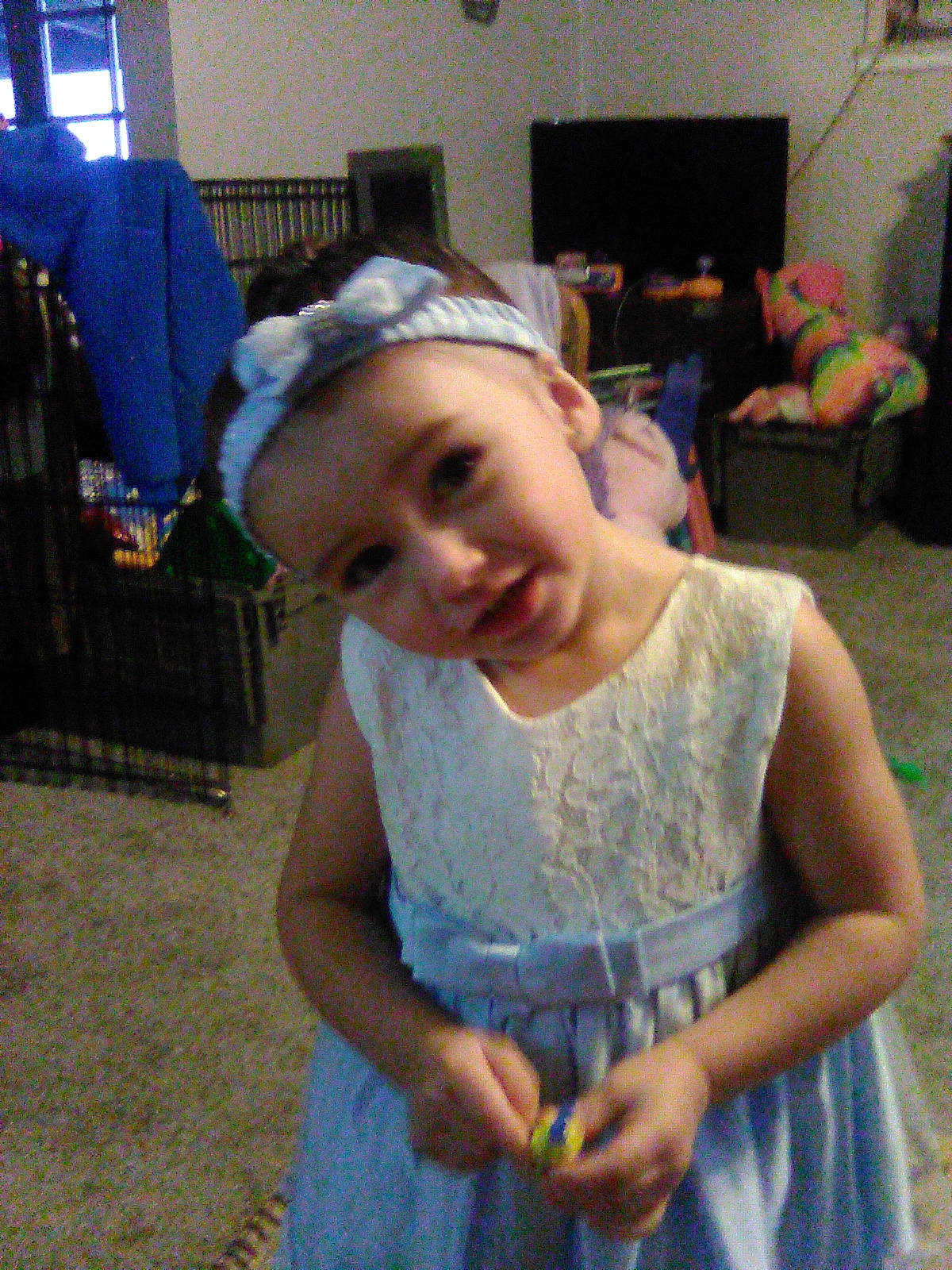 Sandra joined the competition — help win amazing prizes! cap, chair, child, costume, day_dress, event, fun, happy, headband, iris, pattern, person, picture_frame, room, shoulder, sitting, smile, t_shirt, television, toddler