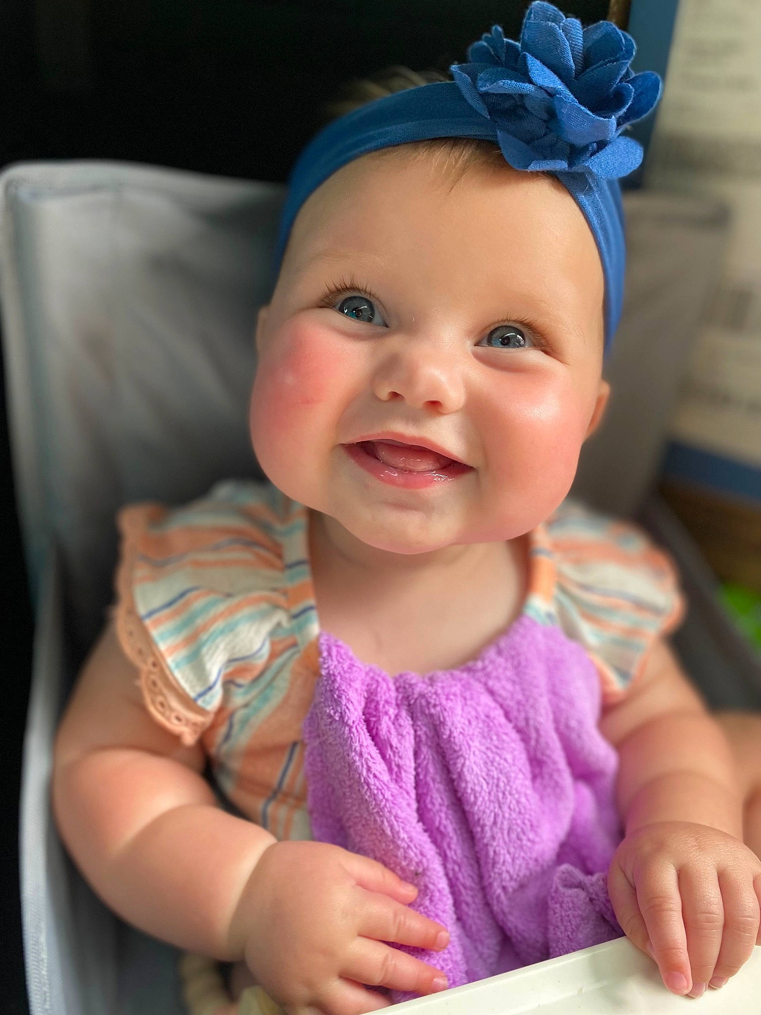 Brooke joined the competition — help win amazing prizes! baby_toddler_clothing, beauty, blue, cap, child, dress, face, fun, hand, happy, headgear, headwear, iris, joy, lip, organ, person, photograph, pink, purple