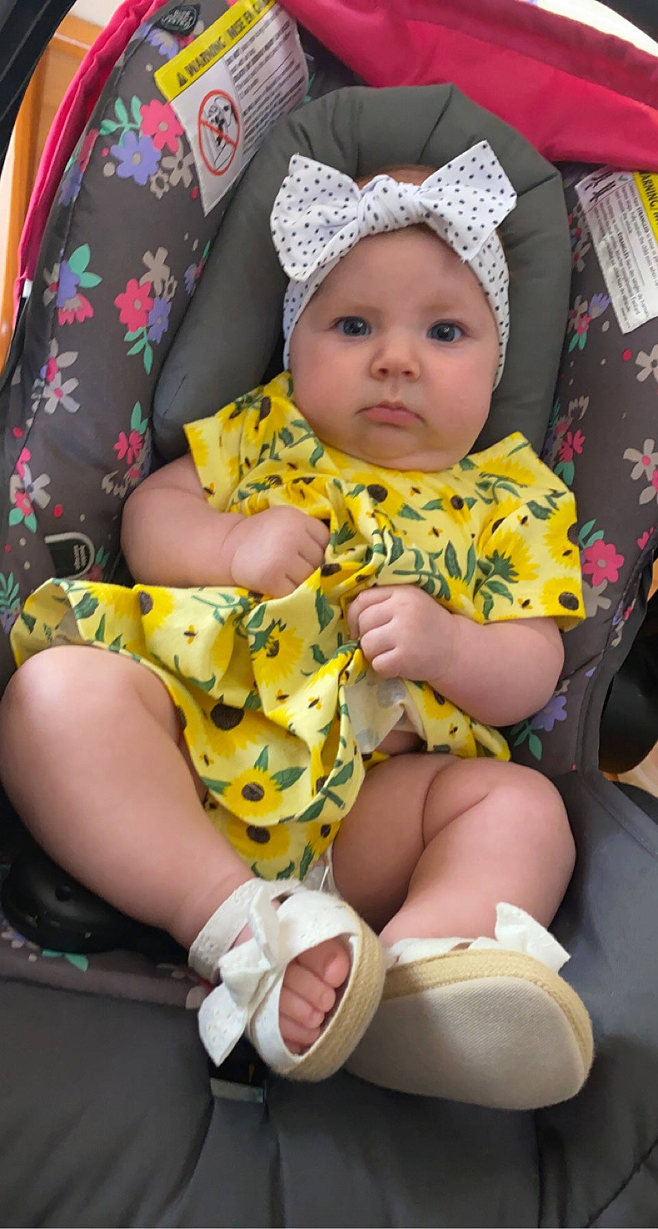 Laken joined the competition — help win amazing prizes! baby, baby_carriage, baby_toddler_clothing, child, comfort, finger, hand, happy, head, headwear, lap, leg, pattern, person, pink, product, skin, sleeve, thigh, toddler