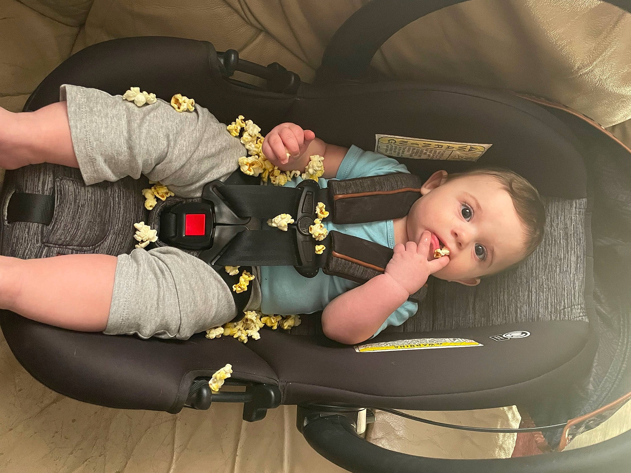 Brandyn is registered to the contest to win money with this photo: auto_part, automotive_design, automotive_exterior, baby, baby_carriage, baby_in_car_seat, baby_products, baby_toddler_clothing, black, car_seat, child, comfort, family_car, fun, luxury_vehicle, motor_vehicle, person, sitting, thigh, toddler