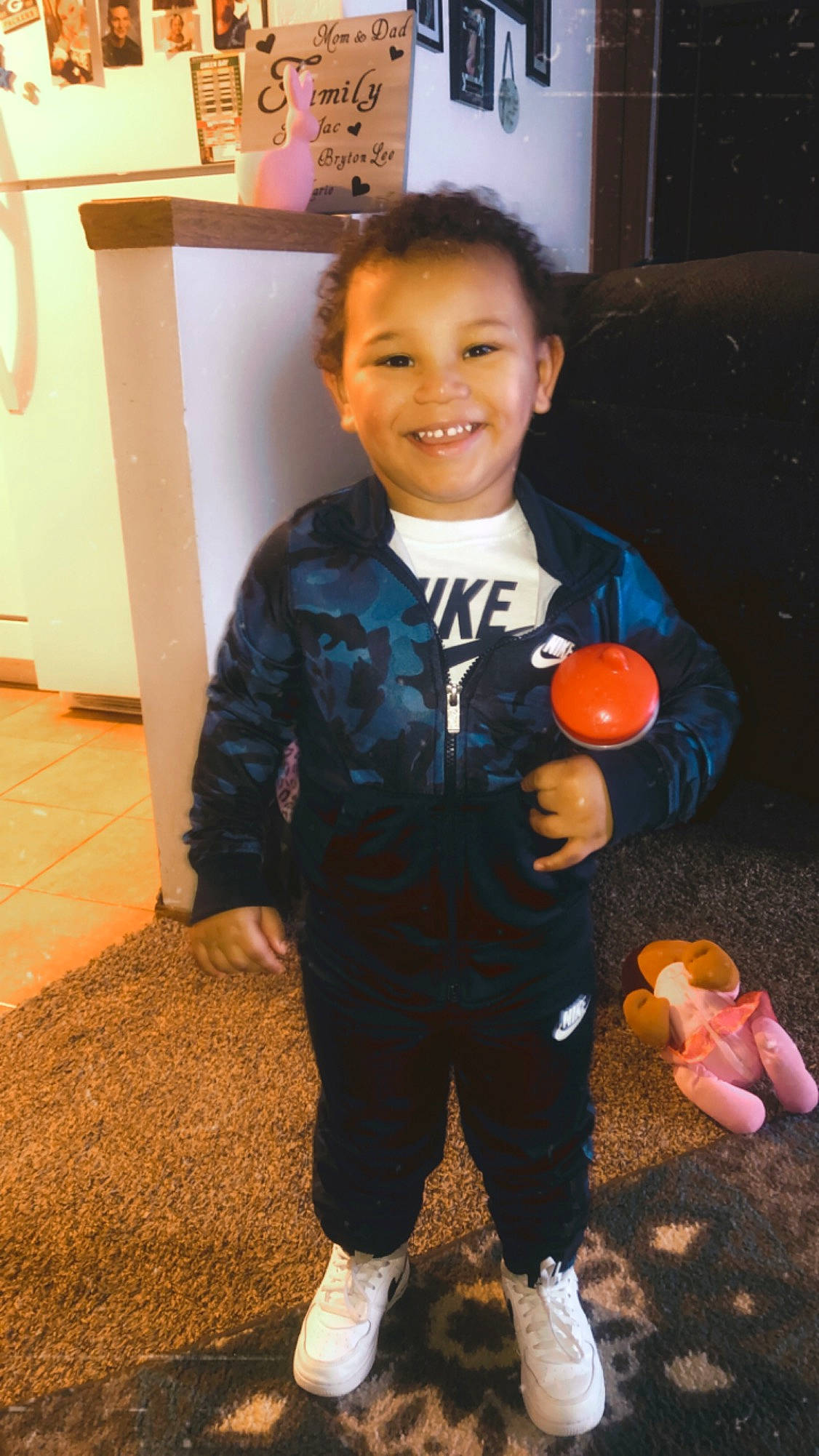 Bryton joined the competition — help win amazing prizes! baby_toddler_clothing, child, electric_blue, eye, face, flooring, fun, hair, hairstyle, happy, head, joy, person, sitting, sleeve, smile, sneakers, standing, t_shirt, toddler