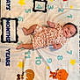 Kamari joined the competition — help win amazing prizes! baby, child, smiling, floral_outfit, milestone_blanket, cartoon_characters, numbers, stars, lying_down, happy, infant, cute, indoors, floor, celebration, age_tracker, colorful, playful, person, portrait