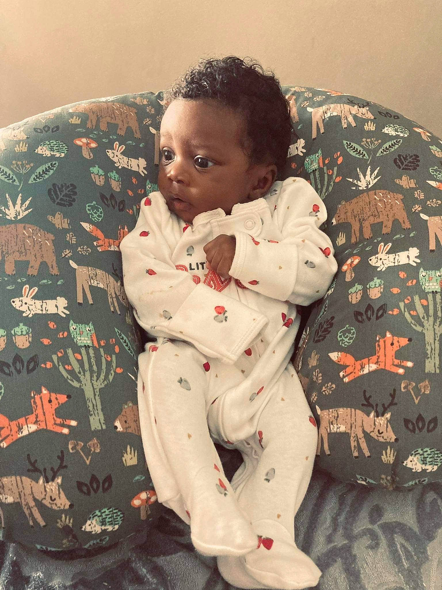 Haven Wise joined the competition — help win amazing prizes! baby, baby_toddler_clothing, barefoot, carmine, child, comfort, flooring, foot, hairstyle, happy, human_body, linens, nightwear, pattern, person, room, sitting, sleeve, thigh, toddler