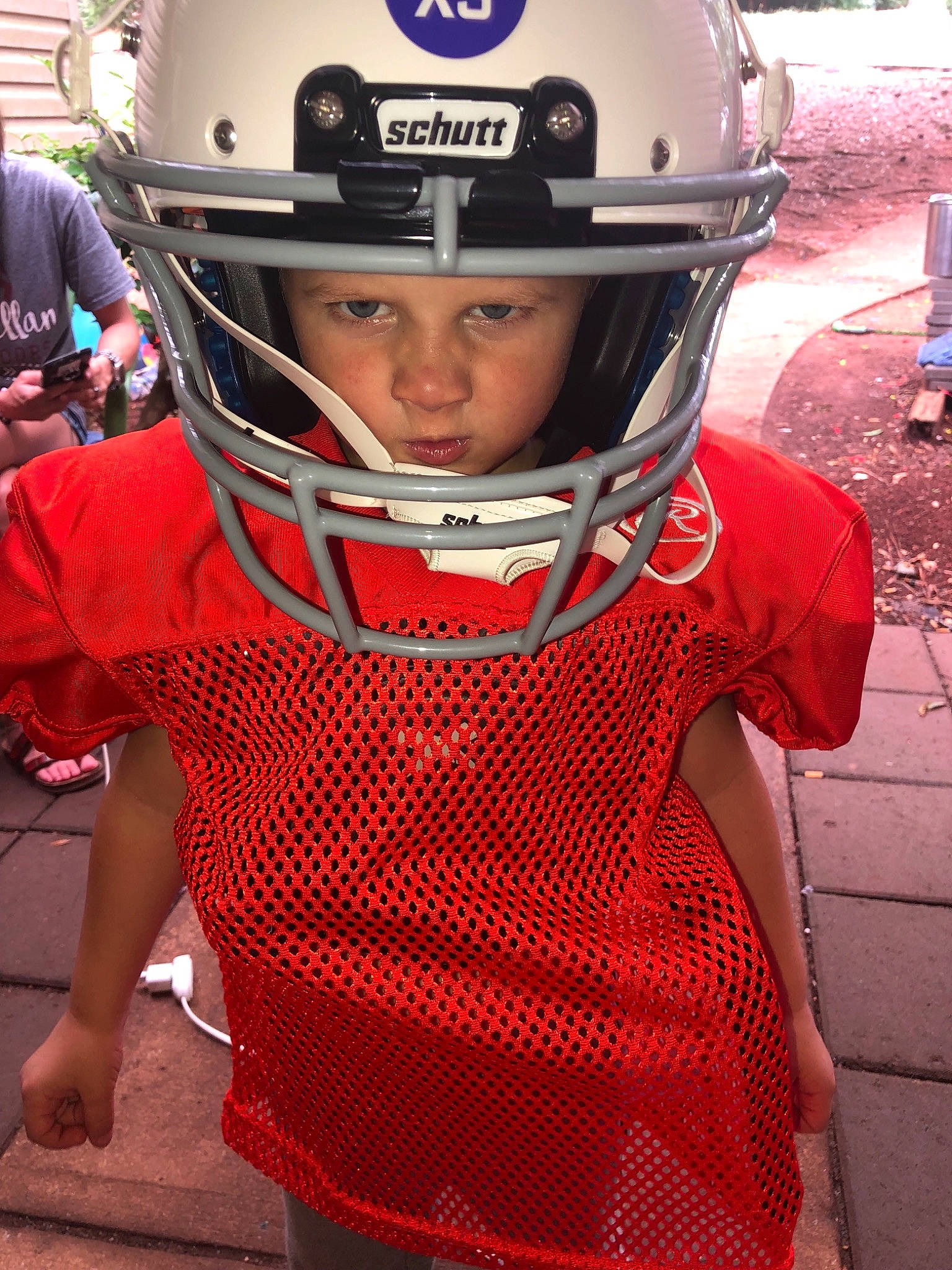 Cory joined the competition — help win amazing prizes! child, clothing, costume, football_equipment, football_gear, football_helmet, fun, headgear, headwear, helmet, person, personal_protective_equipment, sports_equipment, sports_gear, toddler
