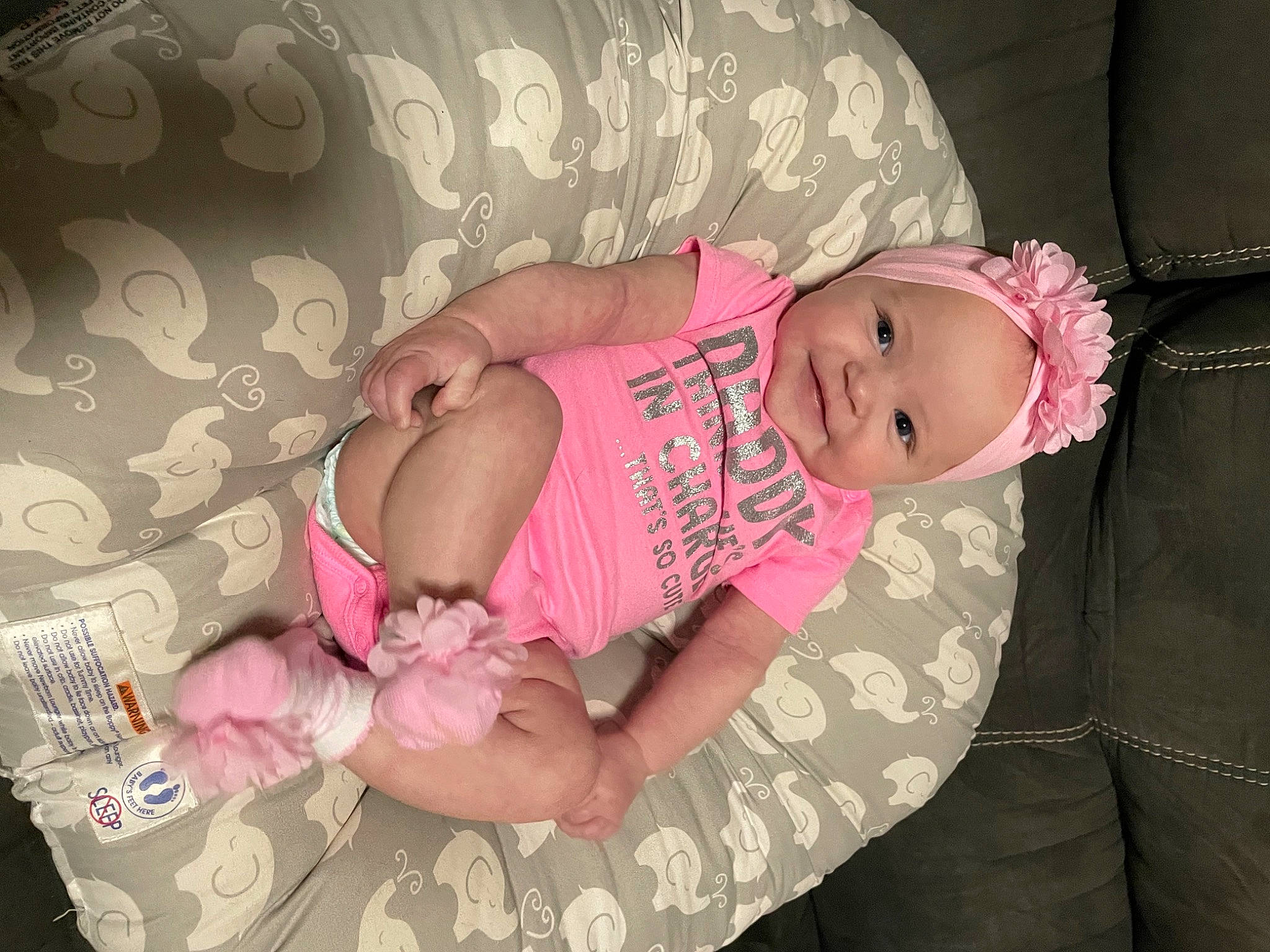 Tinlee joined the competition — help win amazing prizes! arm, baby, baby_products, baby_toddler_clothing, bedtime, cheek, child, comfort, face, facial_expression, finger, hand, happy, headwear, human_body, joy, person, pink, product, room