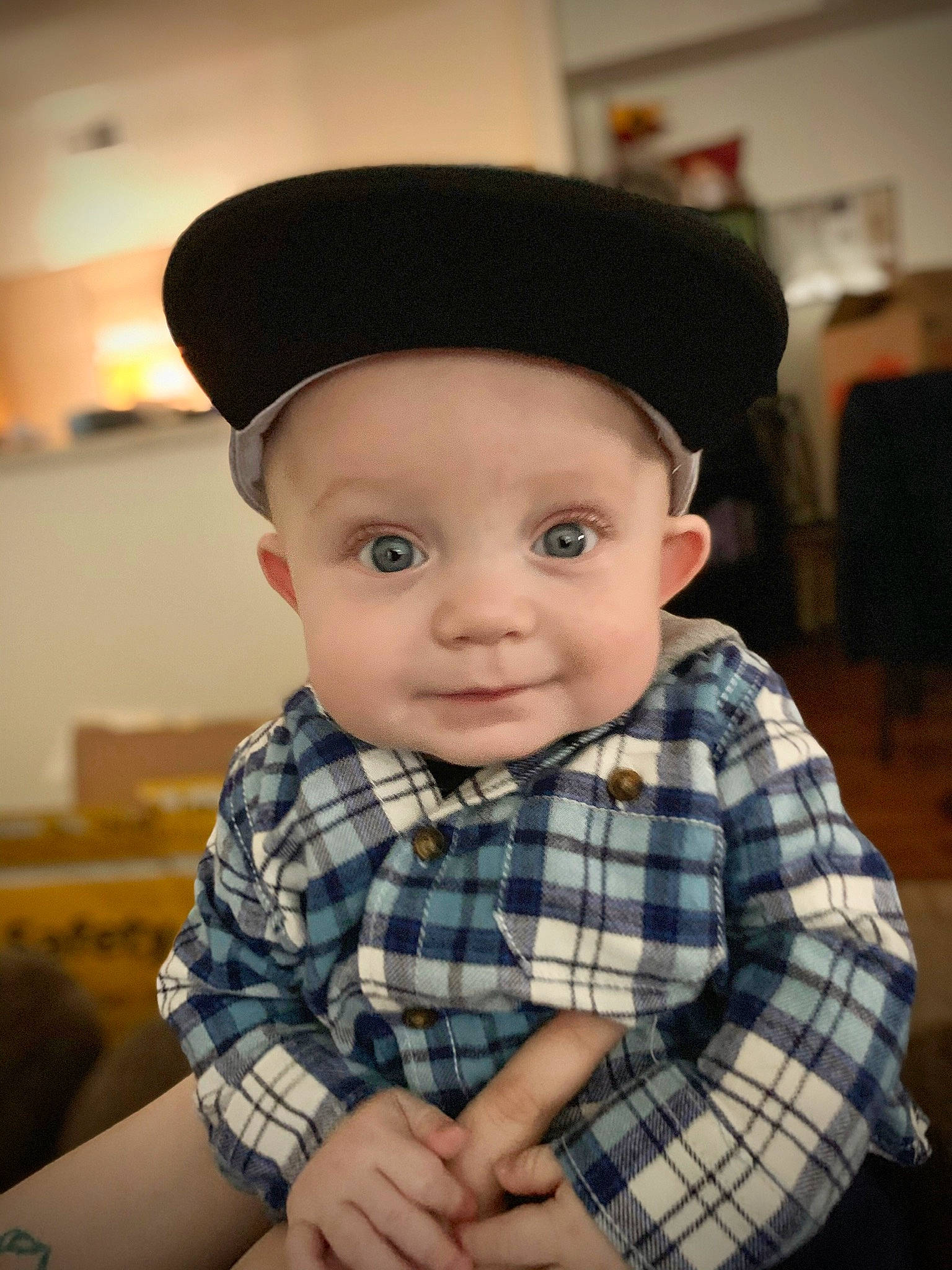 Abel joined the competition — help win amazing prizes! baby, beret, cap, child, design, fashion_accessory, hat, headgear, headwear, pattern, person, plaid, tartan, toddler