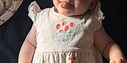 Heidi joined the competition — help win amazing prizes! baby, infant, tongue_out, smile, light_skin, onesie, patterned_clothing, blanket, baby_wipes, soft_light, lying_down, cute, playful, indoor, child, young, happy, person, fabric, cozy