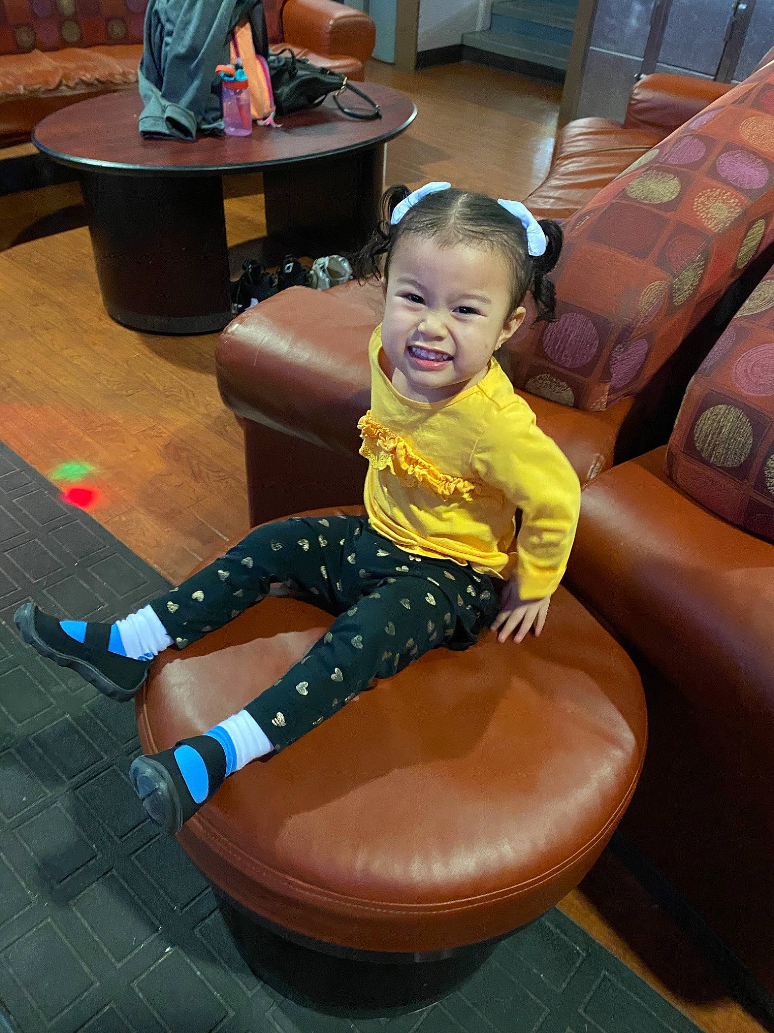 Kenzley is registered to the contest to win money with this photo: chair, child, fun, furniture, joy, person, sitting, smile, toddler, vacation