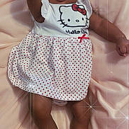 Brielle is registered to the contest to win money with this photo: baby, blanket, child, cute, dress, fashion, feet, footwear, hand, headband, hello_kitty, indoor, infant, person, polka_dot, portrait, sandals, skin, smiling, sparkles