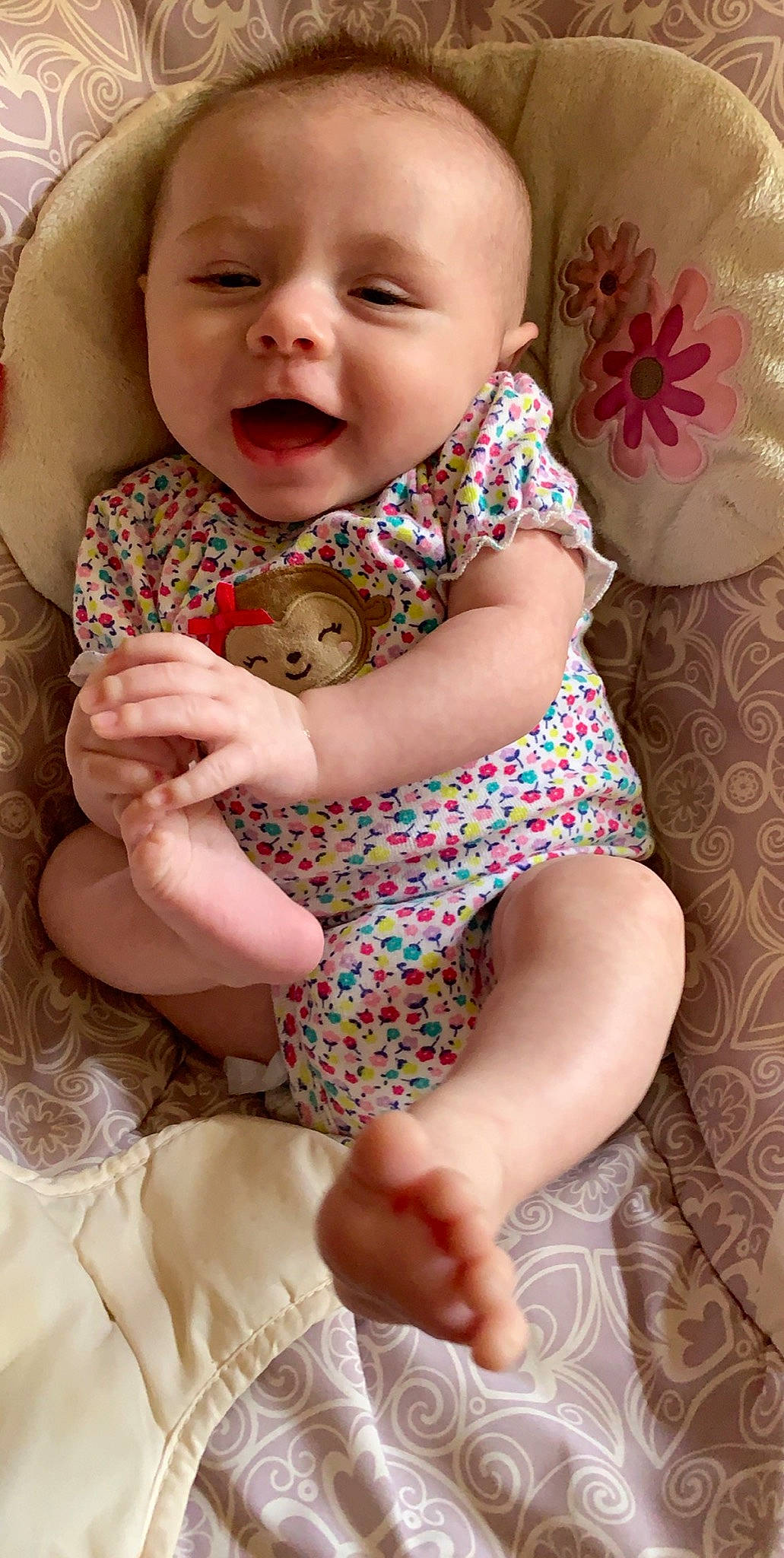 Addison is registered to the contest to win money with this photo: baby, baby_products, baby_toddler_clothing, cheek, child, person, skin, smile, toddler