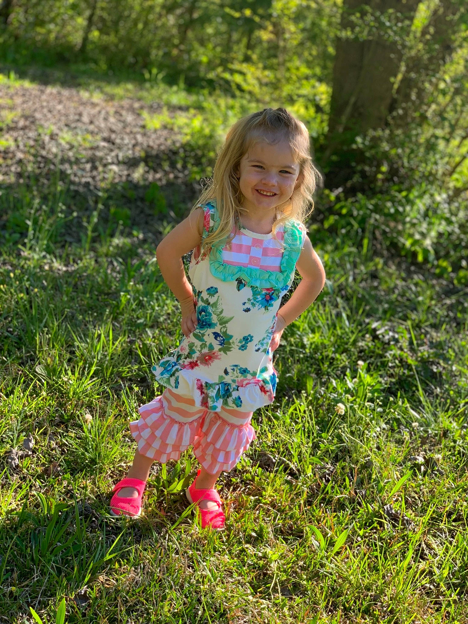 Aubree is registered to the contest to win money with this photo: child, dress, flower, garden, grass, grass_family, green, joy, meadow, pattern, people_in_nature, person, photography, pink, plant, play, spring, summer, toddler, wildflower