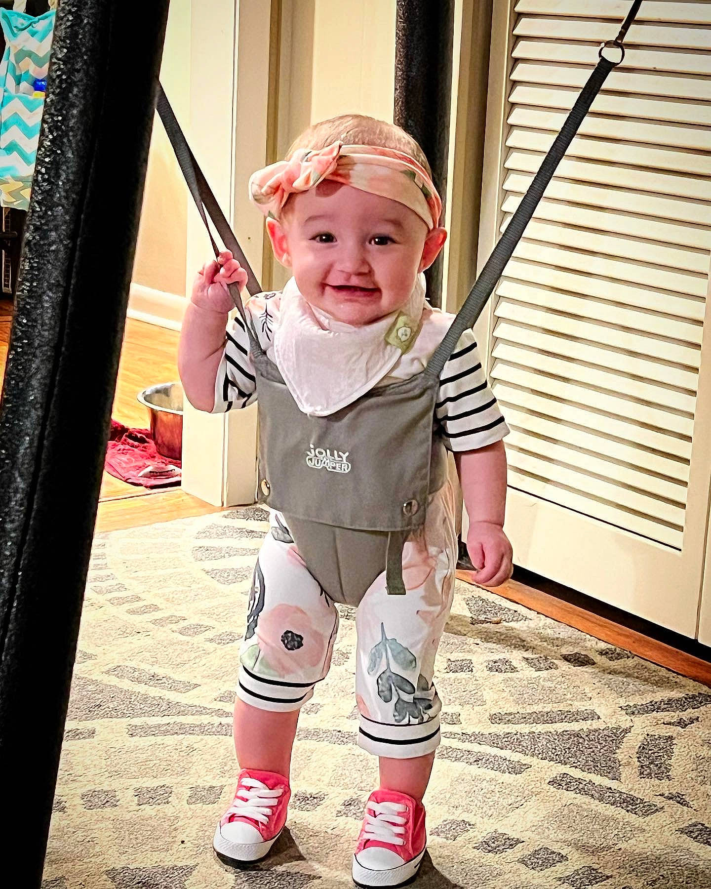 Stevie joined the competition — help win amazing prizes! baby, baby_toddler_clothing, blond, cool, eyewear, flash_photography, flooring, fun, happy, hat, headwear, human_body, human_leg, joy, knee, magenta, person, sleeve, smile, sportswear