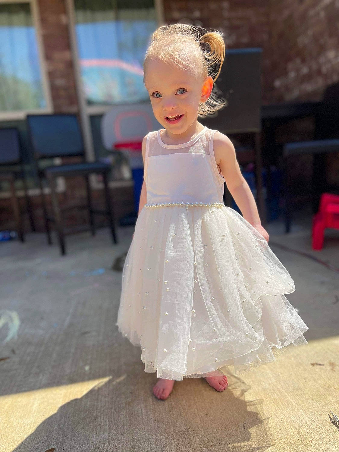 Kira joined the competition — help win amazing prizes! baby_toddler_clothing, bridal_accessory, bridal_clothing, bridal_party_dress, day_dress, dress, embellishment, fashion_design, formal_wear, gown, happy, headpiece, joy, one_piece_garment, peach, person, ruffle, sleeve, toddler, toy