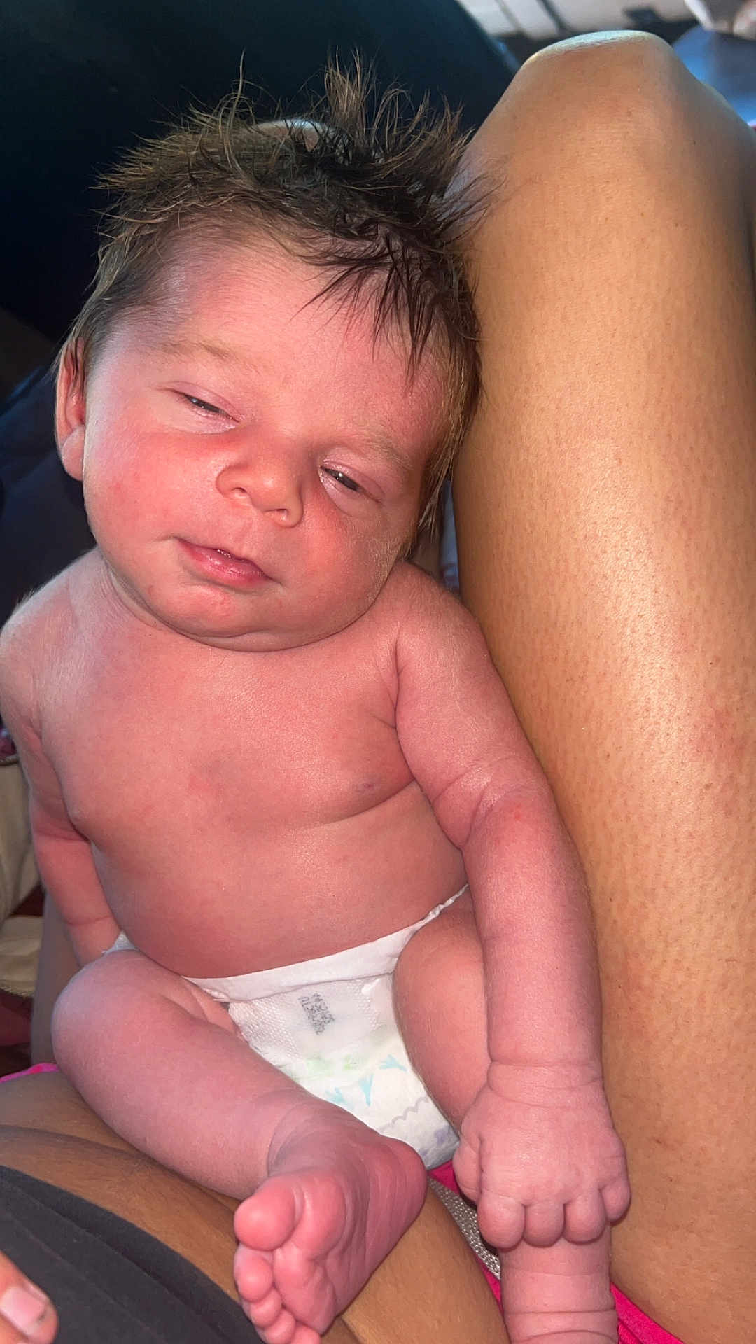 Jase joined the competition — help win amazing prizes! baby, newborn, infant, skin, hair, diaper, bare_chest, sleepy, person, leg, close_up, human, cute, relaxing, resting, child, baby_skin, small_hand, small_foot, indoors