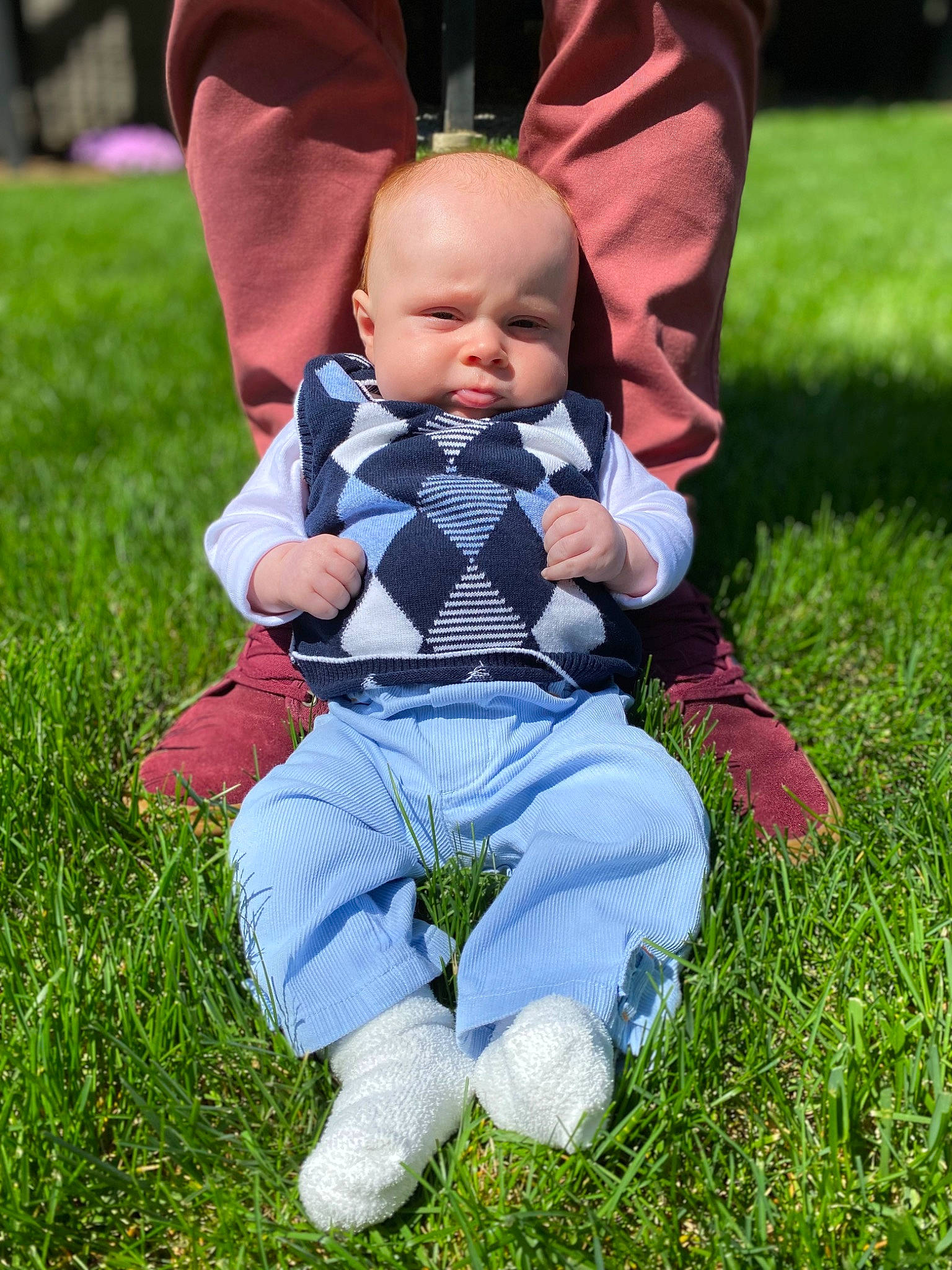 Theodore is registered to the contest to win money with this photo: baby, baby_toddler_clothing, child, electric_blue, event, fun, garden, grass, groundcover, happy, lap, lawn, leg, leisure, people_in_nature, person, plant, recreation, sitting, sneakers