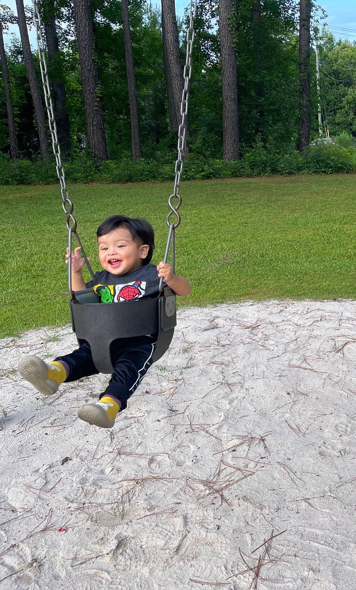 Cj joined the competition — help win amazing prizes! balance, city, fun, grass, happy, leisure, outdoor_play_equipment, people_in_nature, person, plant, play, playground, playing_sports, recreation, rope, smile, soil, swing, toddler, tree