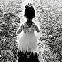 Kaila participe au concours pour gagner de l'argent avec cette photo : back_view, black_and_white, child, cute, dress, elegant, footwear, girl, grass, hairstyle, lace, nature, outdoor, path, portrait, shadow, sunlight, tulle, walking, young