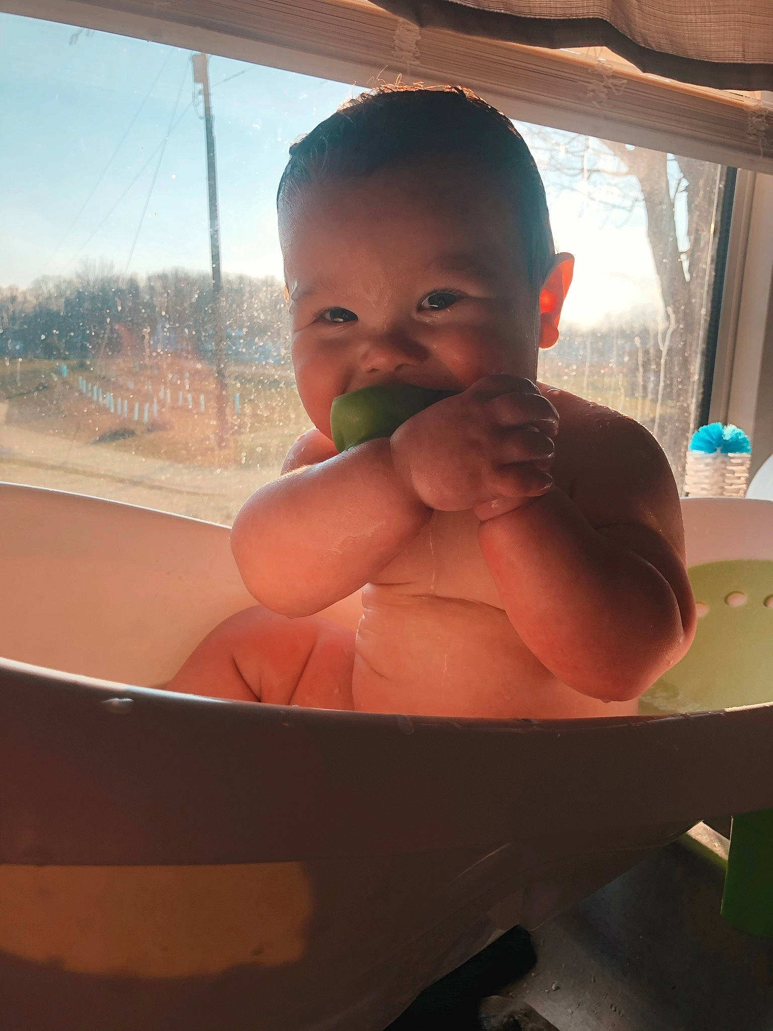 Kaelen is registered to the contest to win money with this photo: baby, baby_bathing, baby_toddler_clothing, barechested, bathing, cheek, chest, child, curtain, drinking, finger, fluid, foot, muscle, nail, person, skin, thumb, toddler, toe