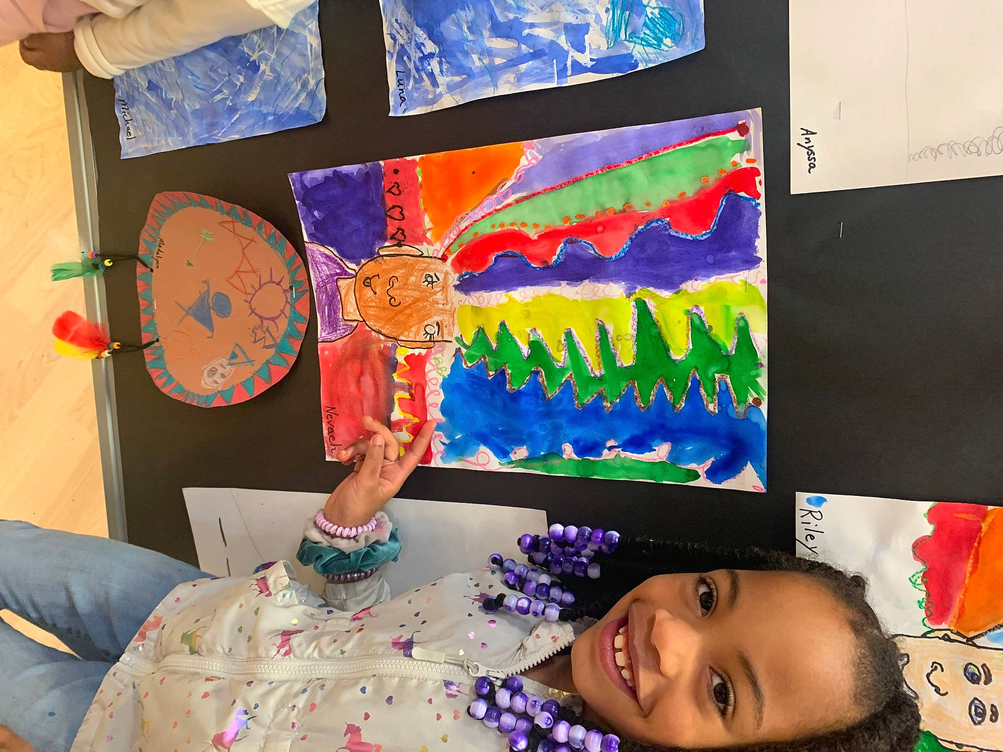 Neveah joined the competition — help win amazing prizes! art, artist, child, child_art, creative_arts, event, fun, happy, illustration, joy, leisure, linens, paint, painting, pattern, person, play, rectangle, room, smile