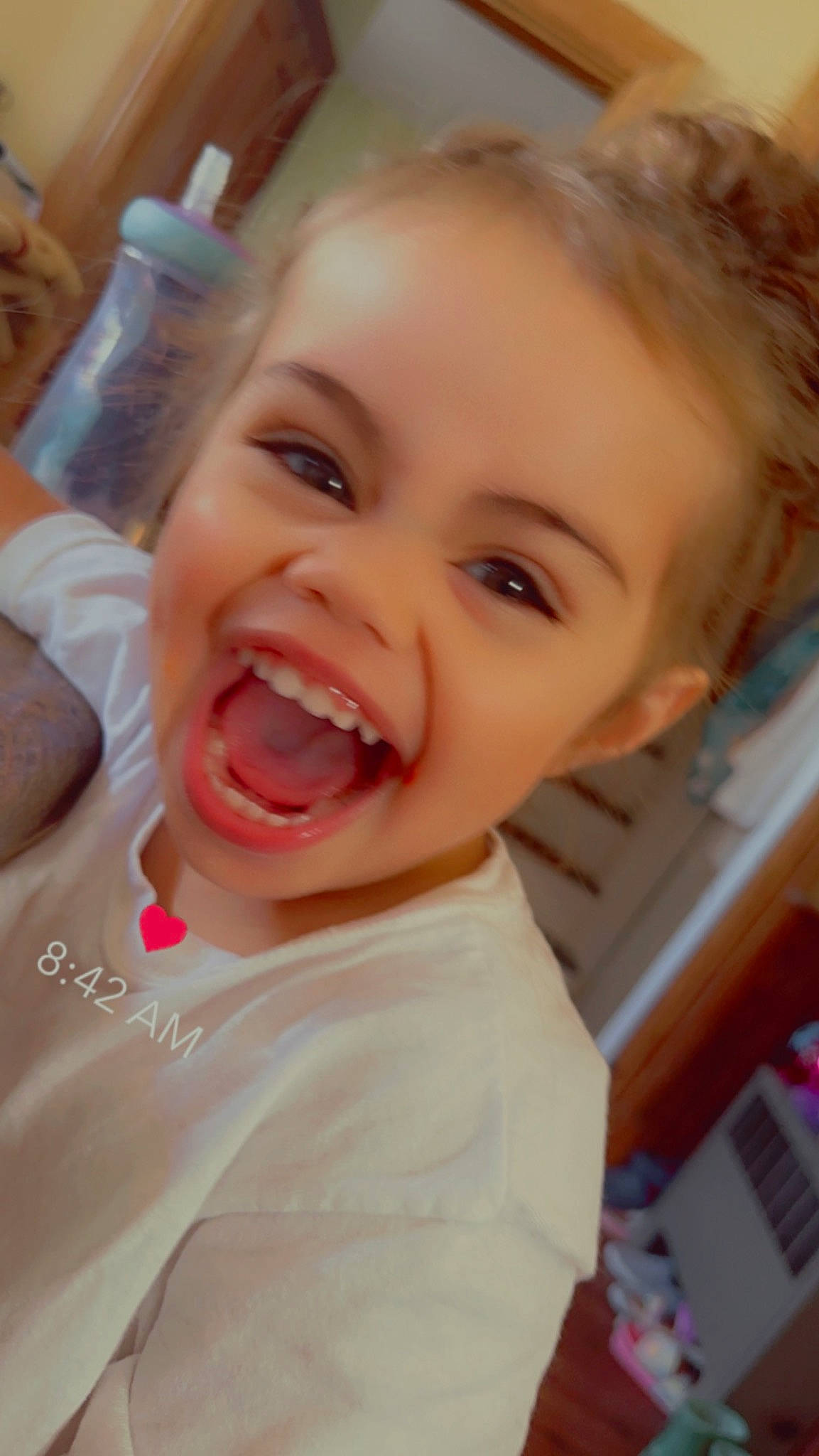 Abriella joined the competition — help win amazing prizes! cheek, child, ear, eyebrow, eyelash, fun, gesture, happy, human_body, iris, jaw, lip, mouth, neck, nose, person, skin, smile, toddler, tooth