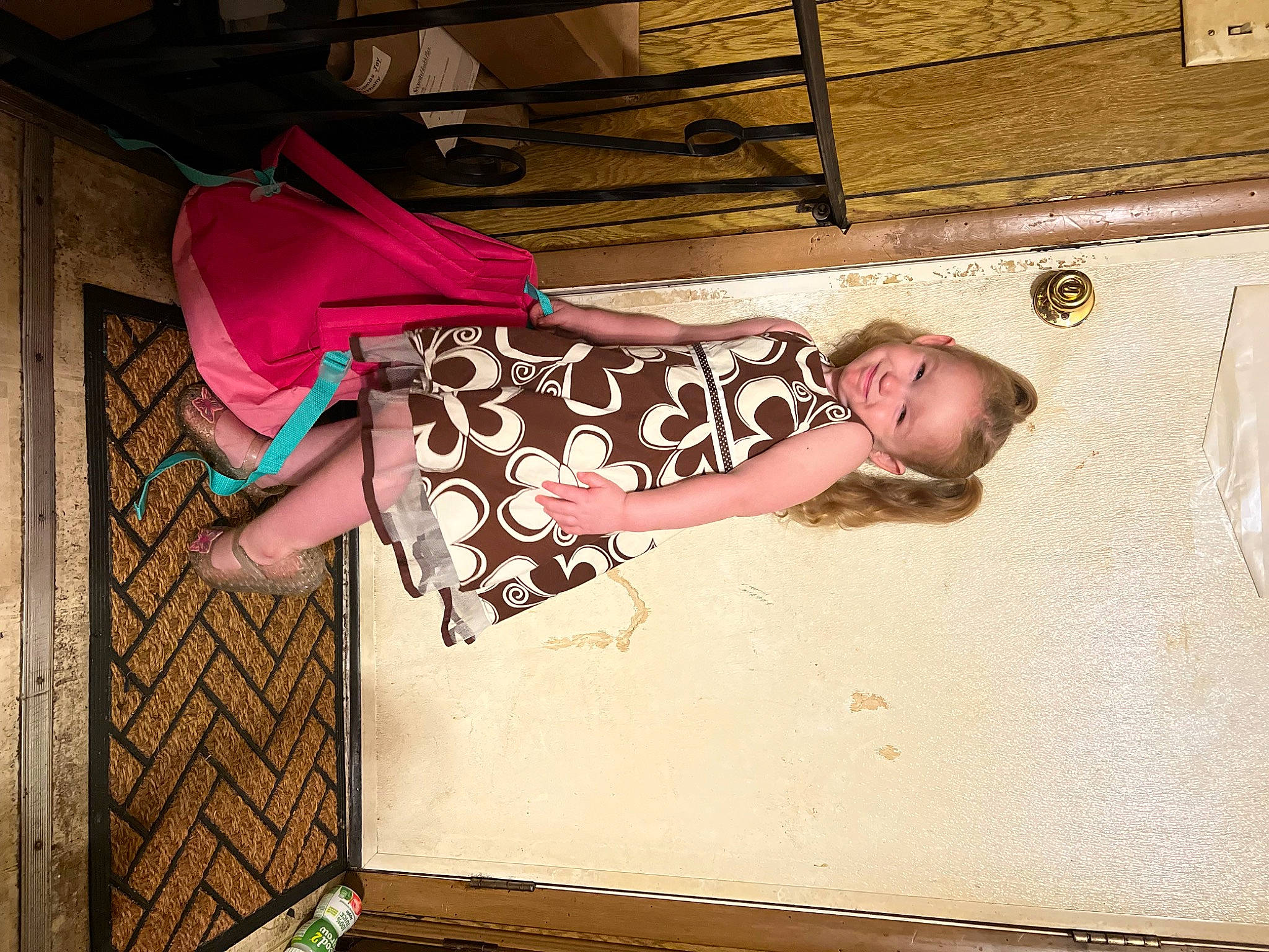 Isabella is registered to the contest to win money with this photo: baby_toddler_clothing, child, elbow, flash_photography, flesh, flooring, fun, happy, hardwood, human_leg, joy, leisure, magenta, pattern, person, room, t_shirt, thigh, tints_and_shades, toddler