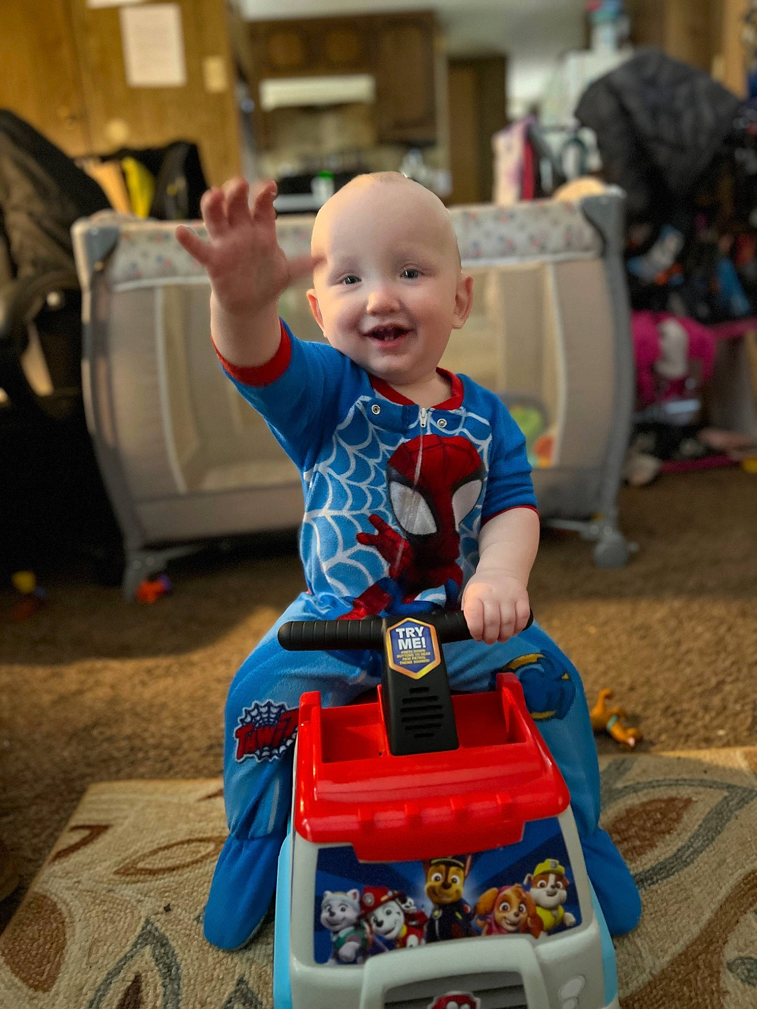 Lance joined the competition — help win amazing prizes! baby, baby_toddler_clothing, bag, chair, child, electric_blue, event, flooring, fun, happy, joy, leisure, person, recreation, room, sitting, smile, standing, t_shirt, toddler