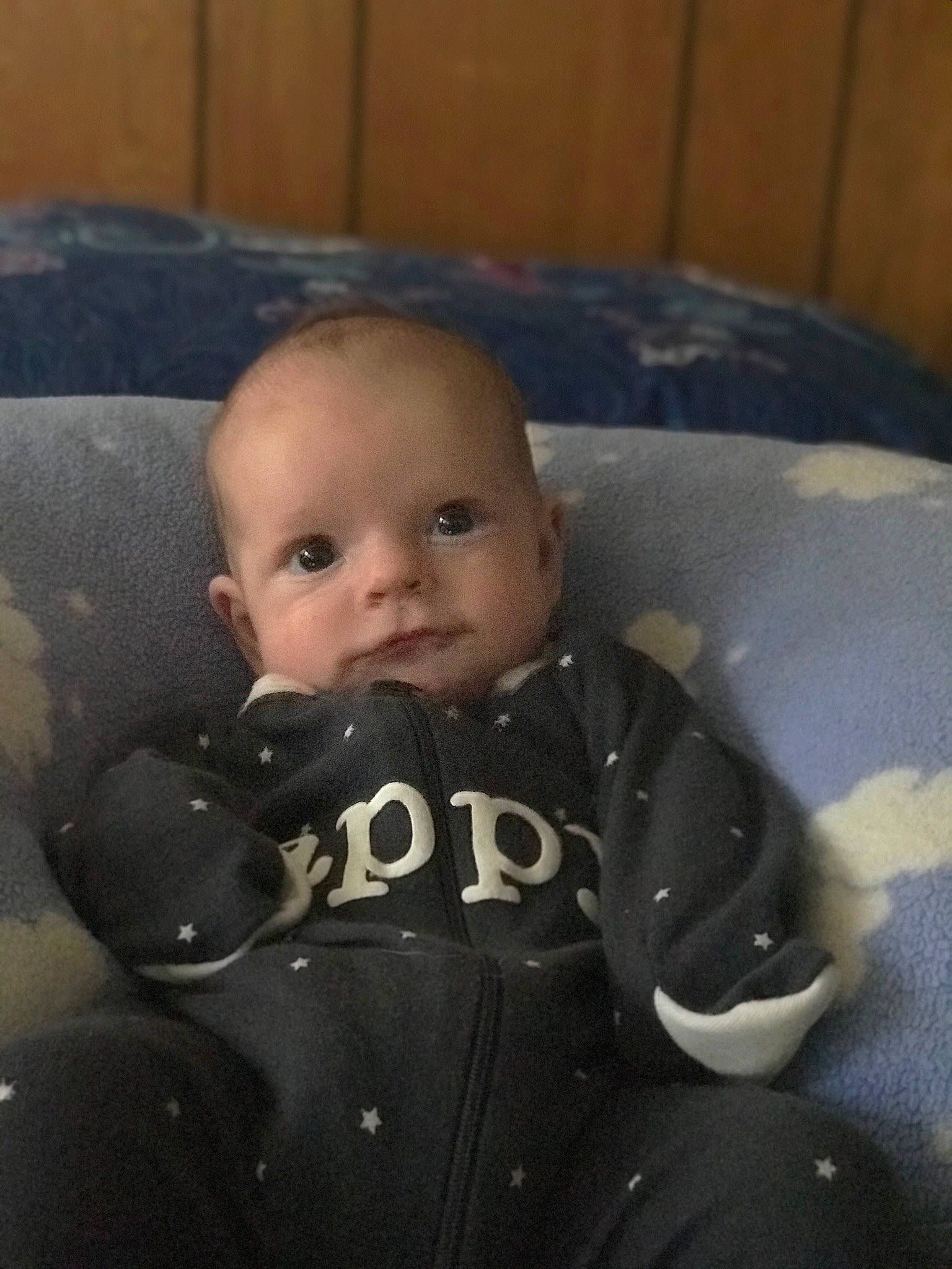 Finnley is registered to the contest to win money with this photo: baby, cheek, child, eye, face, head, person, sitting, skin, smile, toddler