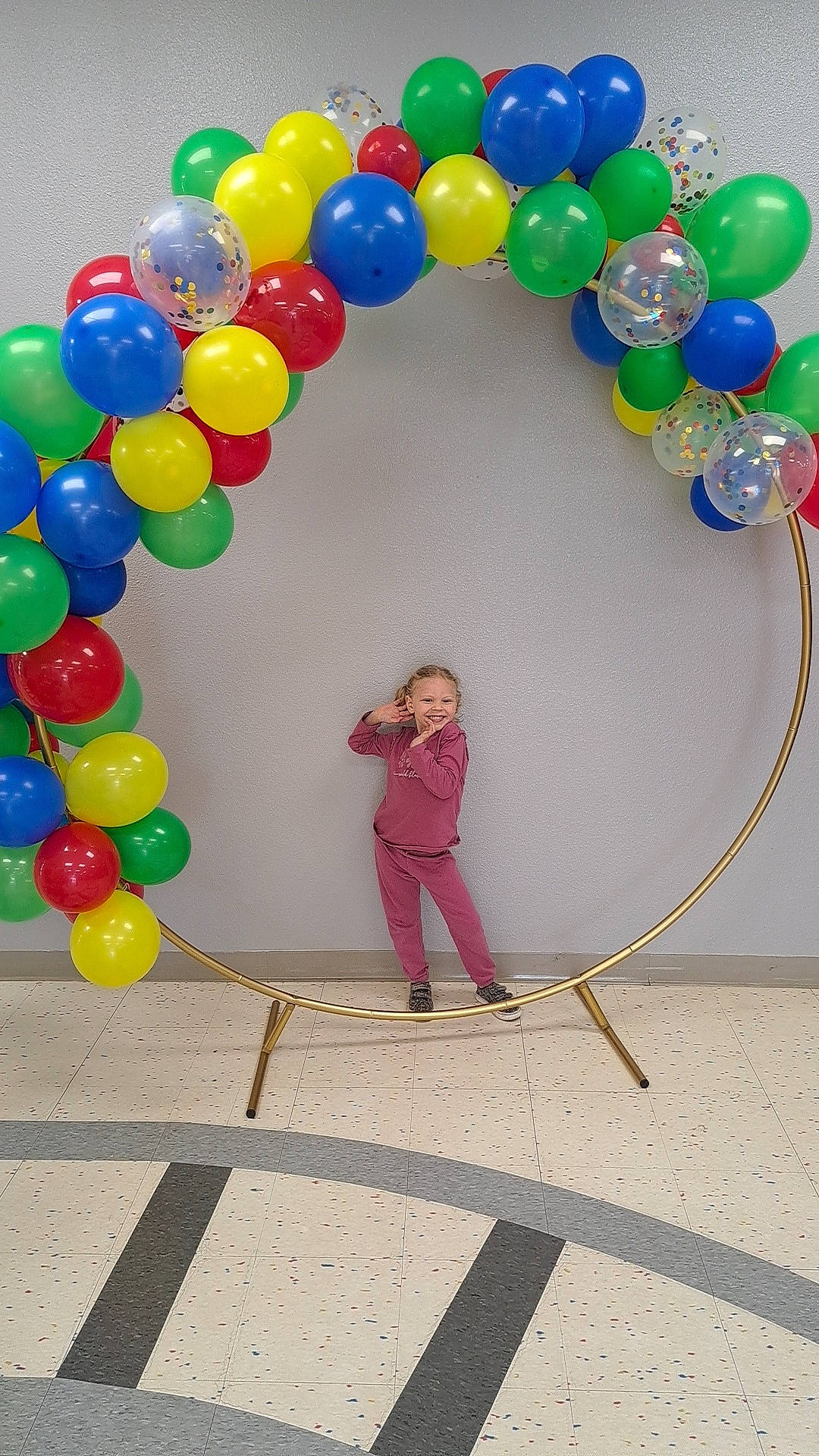 Daveena joined the competition — help win amazing prizes! arch, balloon, beauty, child, circle, clothing, decoration, electric_blue, event, fun, happy, joy, magenta, party, party_supply, person, photography, recreation, smile, snapshot