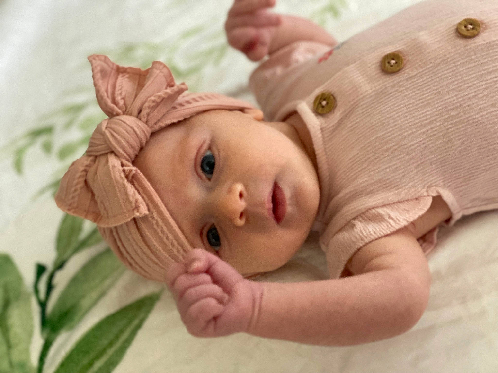 Harlow joined the competition — help win amazing prizes! arm, baby, cheek, chin, eye, eyebrow, eyelash, finger, gesture, hand, happy, head, headgear, headwear, lip, mouth, nose, person, skin, textile