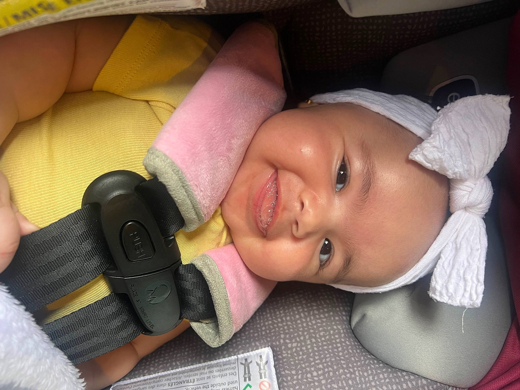 Ema joined the competition — help win amazing prizes! audio_equipment, baby_toddler_clothing, cheek, child, chin, comfort, cool, eyebrow, eyelash, facial_expression, finger, headgear, headwear, lip, mammal, mouth, nose, person, skin, smile