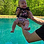 Sadie joined the competition — help win amazing prizes! baby, child, smiling, outdoor, pond, water, trees, greenery, person, holding, cute, nature, sunlight, happy, infant, clothing, shorts, tshirt, arms, legs