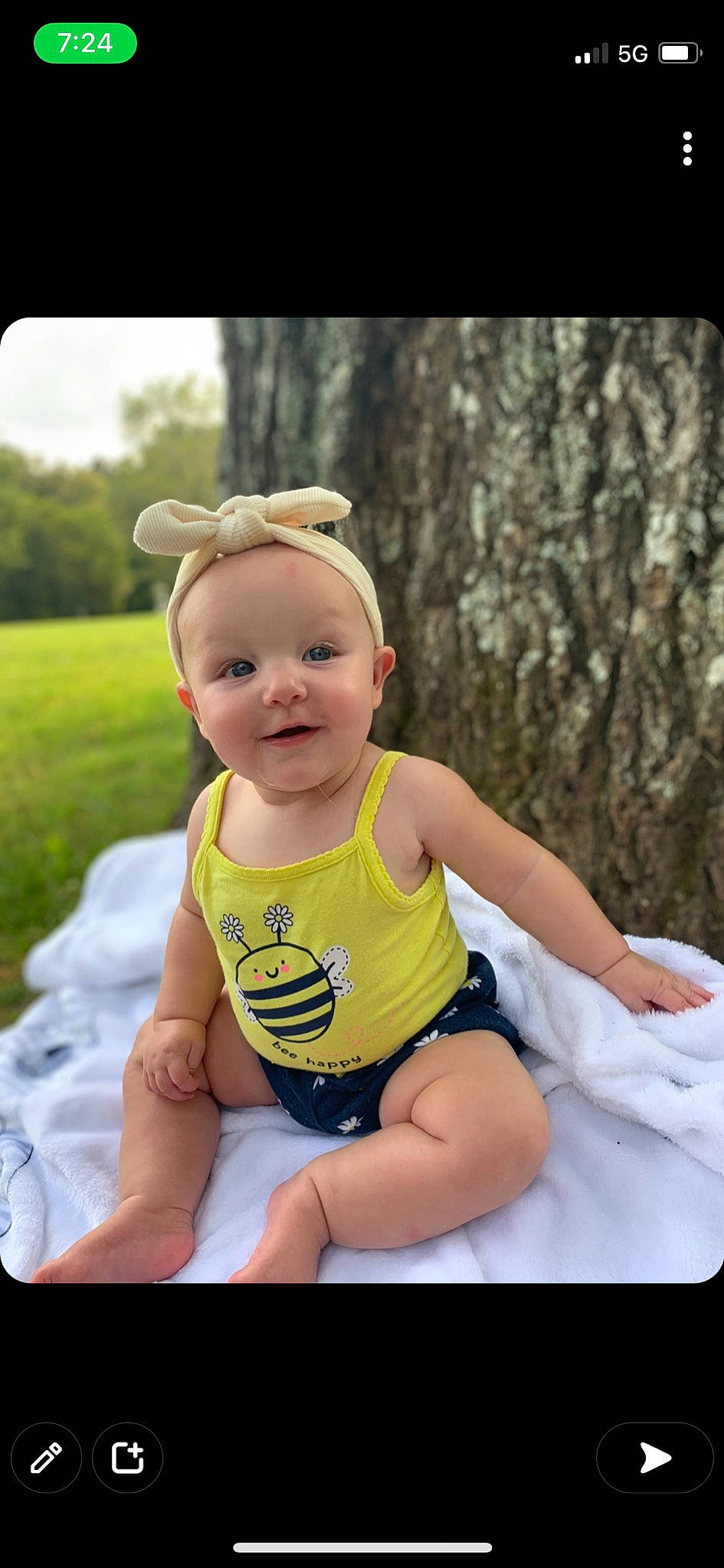 Ansleigh joined the competition — help win amazing prizes! baby, baby_toddler_clothing, cap, child, fashion_accessory, flash_photography, fun, grass, happy, headgear, joy, leisure, people_in_nature, person, recreation, sitting, sleeve, smile, stock_photography, t_shirt