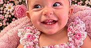 Brenzlei joined the competition — help win amazing prizes! baby, baby_dress, blanket, bow, child, dress, face, floral, flowers, happy, headband, indoor, infant, little_princess, nursery, pink, portrait, roses, seated, smiling