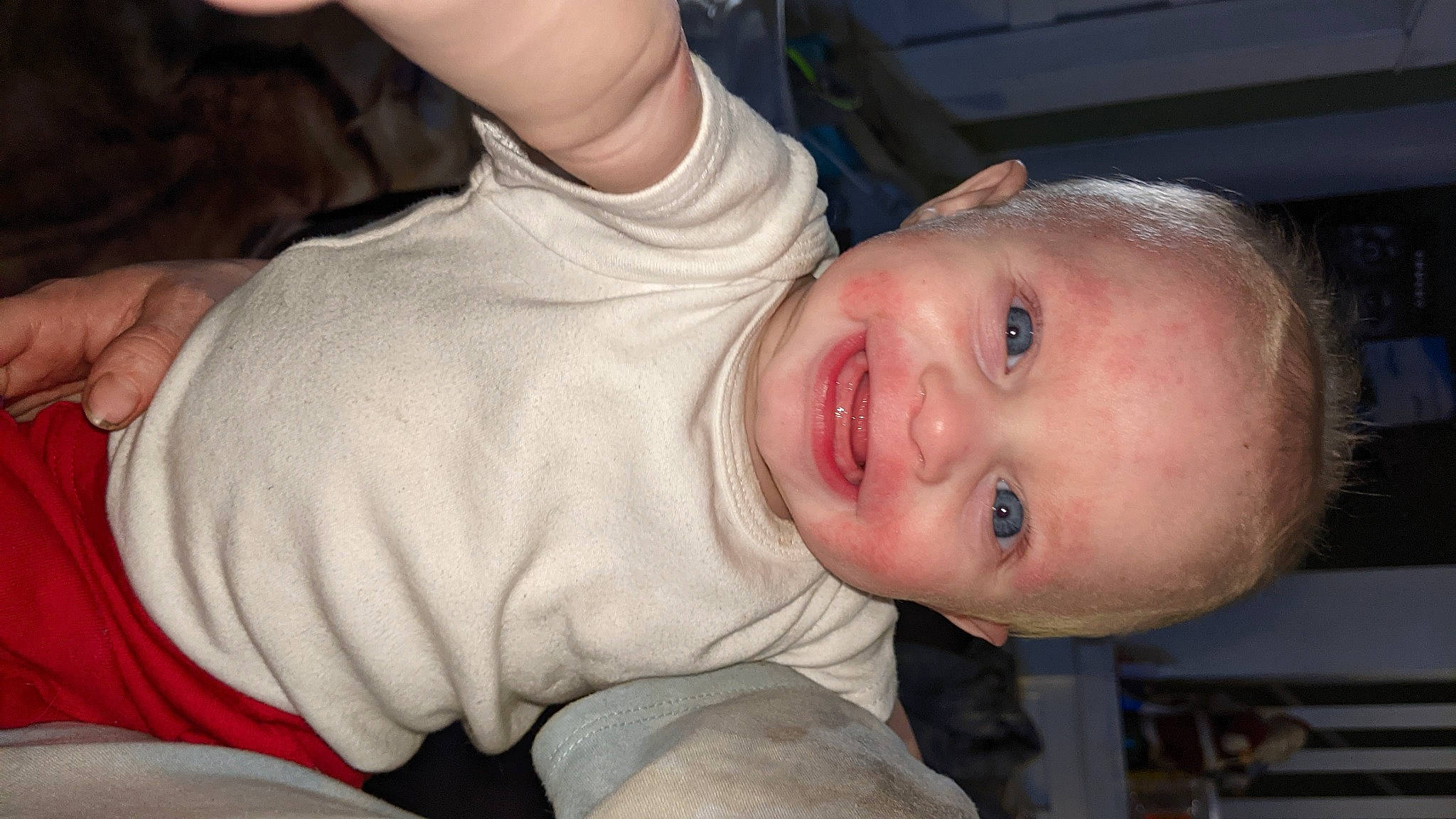 Kashton is registered to the contest to win money with this photo: cheek, chest, chin, ear, eyebrow, finger, forehead, gesture, happy, human_body, iris, jaw, joy, lip, mouth, neck, nose, person, skin, sleeve