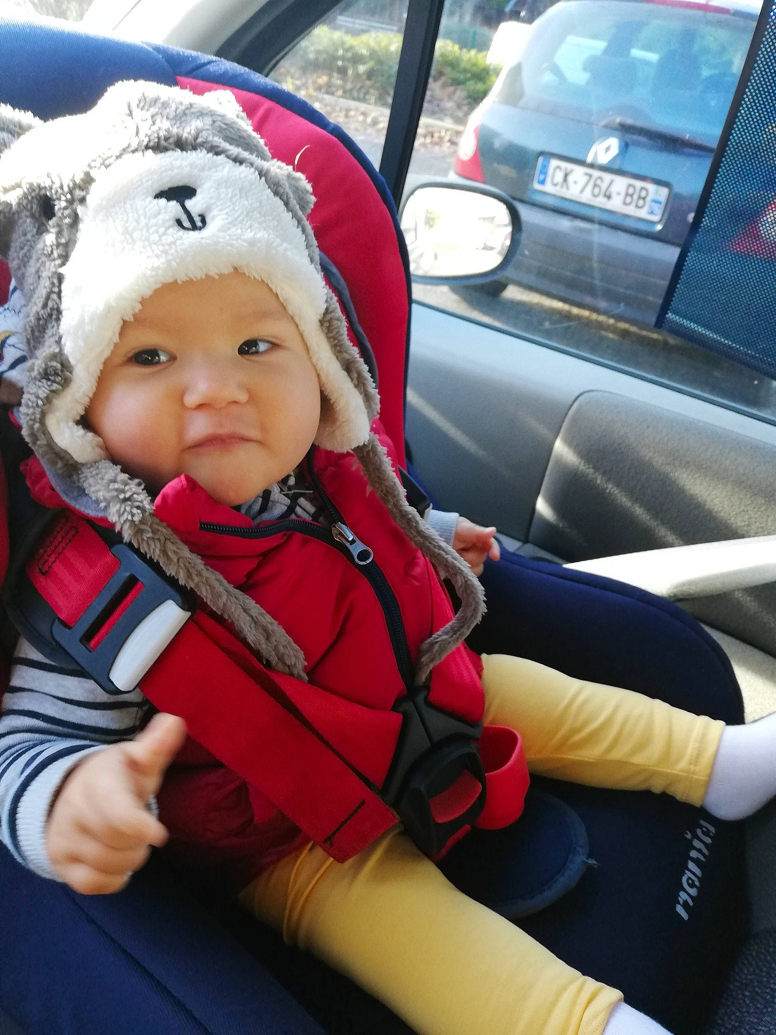 Romann participe au concours pour gagner de l'argent avec cette photo : auto_part, baby, baby_carriage, baby_products, car, car_seat, cheek, child, hand, head, headgear, headwear, knit_cap, outerwear, person, plant, product, skin, toddler, vacation