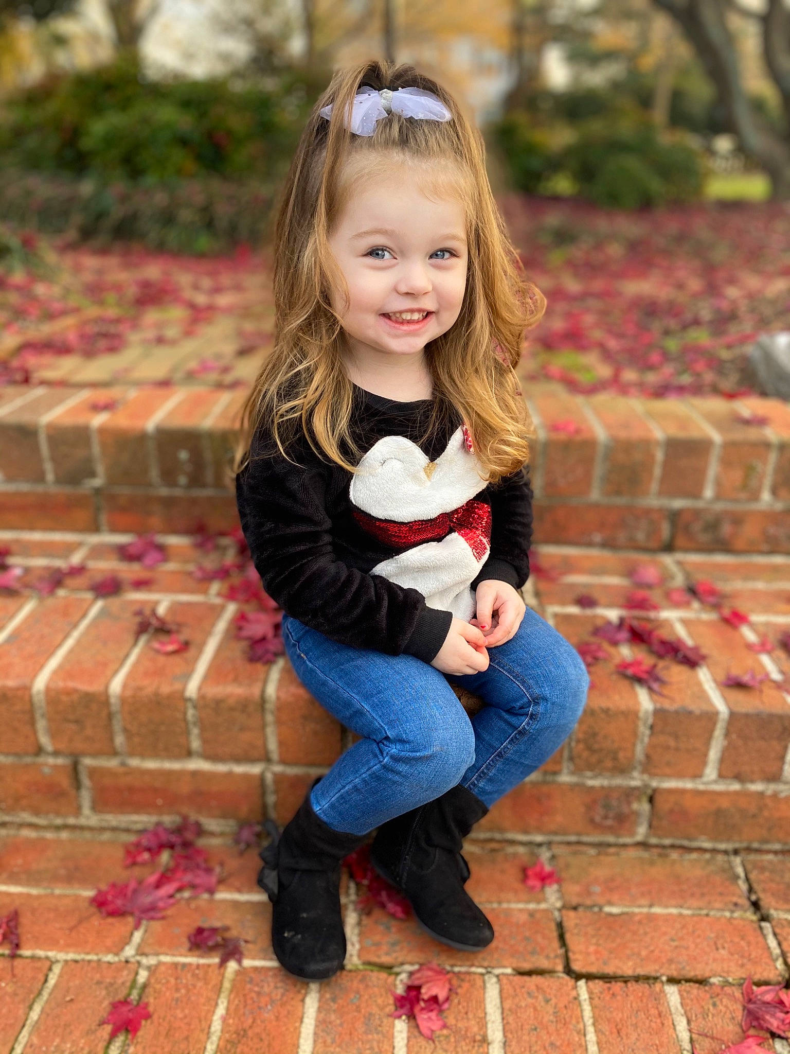 Luciana joined the competition — help win amazing prizes! autumn, baby_toddler_clothing, bird, boot, brick, brickwork, child_model, clothing, deciduous, denim, fictional_character, foot, fur, happy, jeans, joy, leaf, mouth, pattern, person