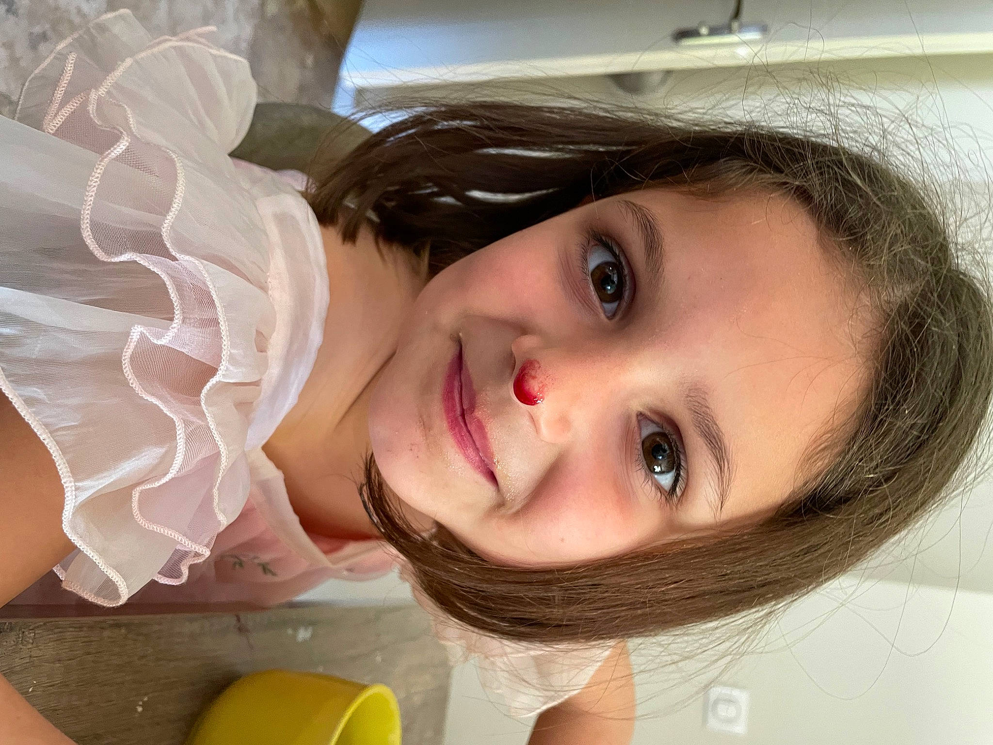 Arya participe au concours pour gagner de l'argent avec cette photo : baby_playing_with_toys, beauty, cheek, chin, dress, eyebrow, eyelash, facial_expression, flash_photography, happy, iris, joy, lip, long_hair, mouth, nose, person, plant, skin, smile