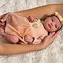 baby, infant, child, person, arms, dress, headband, flower, heart, skin, hand, foot, blanket, soft, white, cute, lying, portrait, newborn, tender
