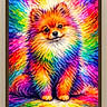 painting, dog, colorful, art, fluffy, rainbow, portrait, brush_strokes, vibrant, canine, animal_art, digital_art, background, frame, expression, fur, bright_colors, decor, wall_art, creative